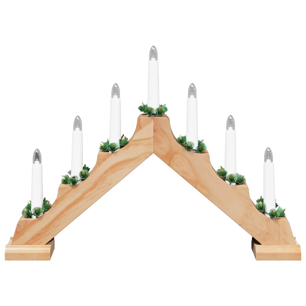 Julelys bro med 7 LED'er Brun 39.5 x 5 x 29 cm Massiv fyrretræ