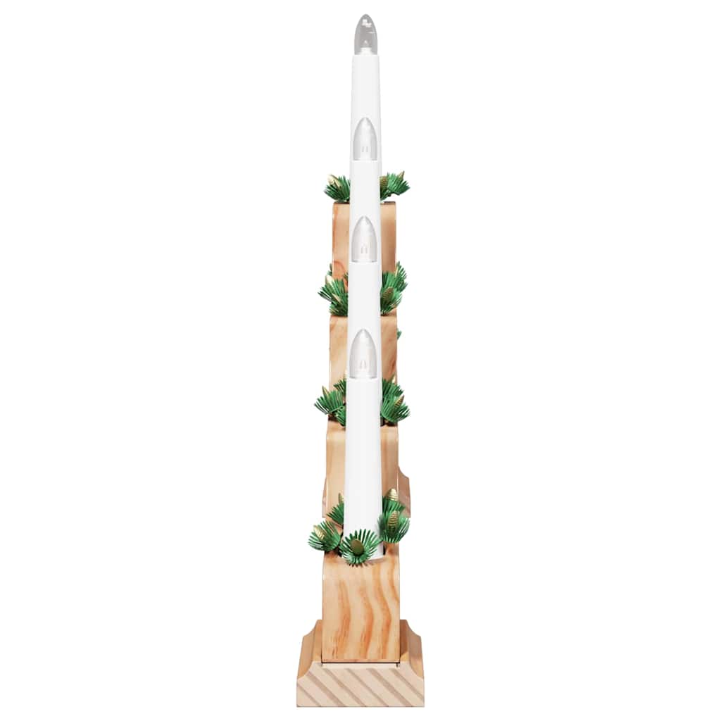 Julelys bro med 7 LED'er Brun 39.5 x 5 x 29 cm Massiv fyrretræ