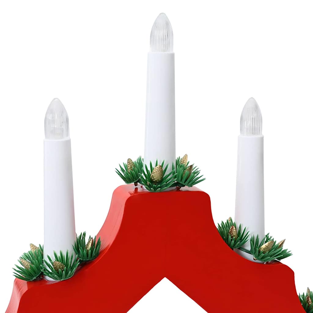 Julelys bro 3 pcs Rød 39.5 x 5 x 29 cm Massiv fyrretræ
