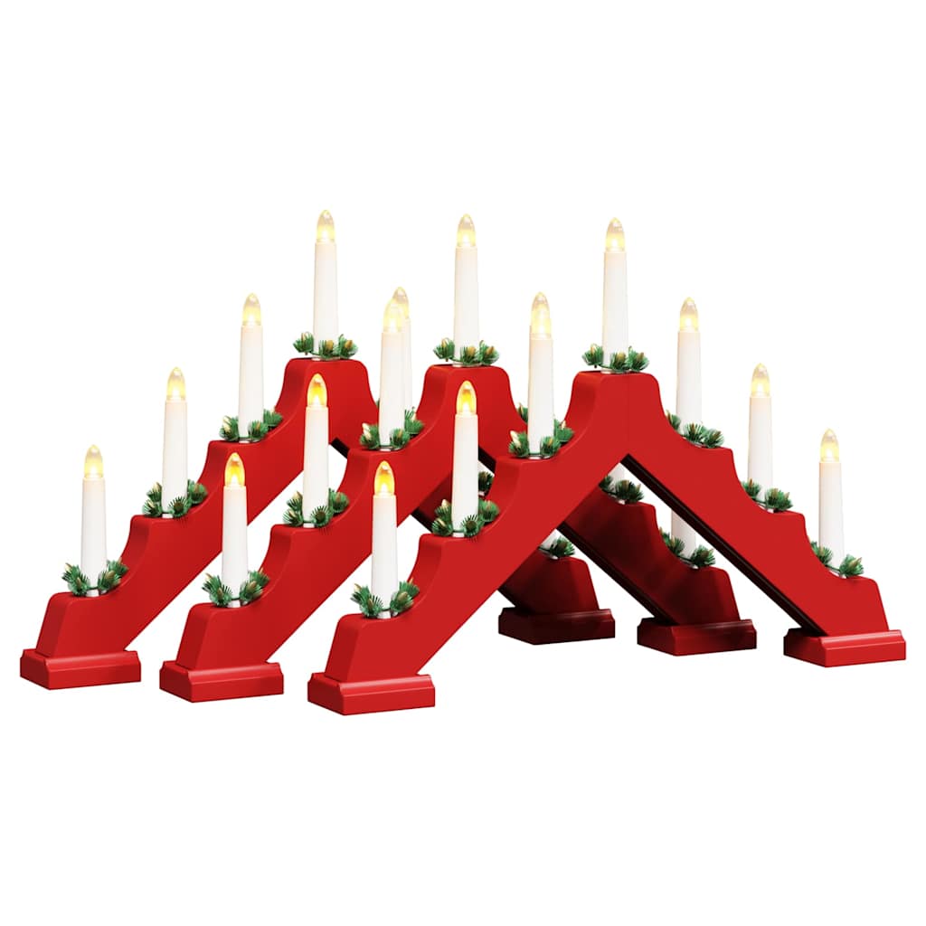 Julelys bro 3 pcs Rød 39.5 x 5 x 29 cm Massiv fyrretræ