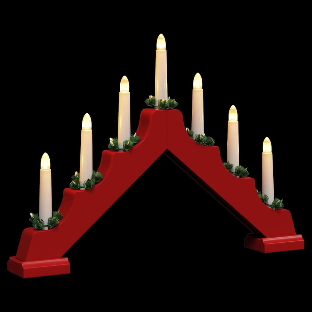 Julelys bro 3 pcs Rød 39.5 x 5 x 29 cm Massiv fyrretræ