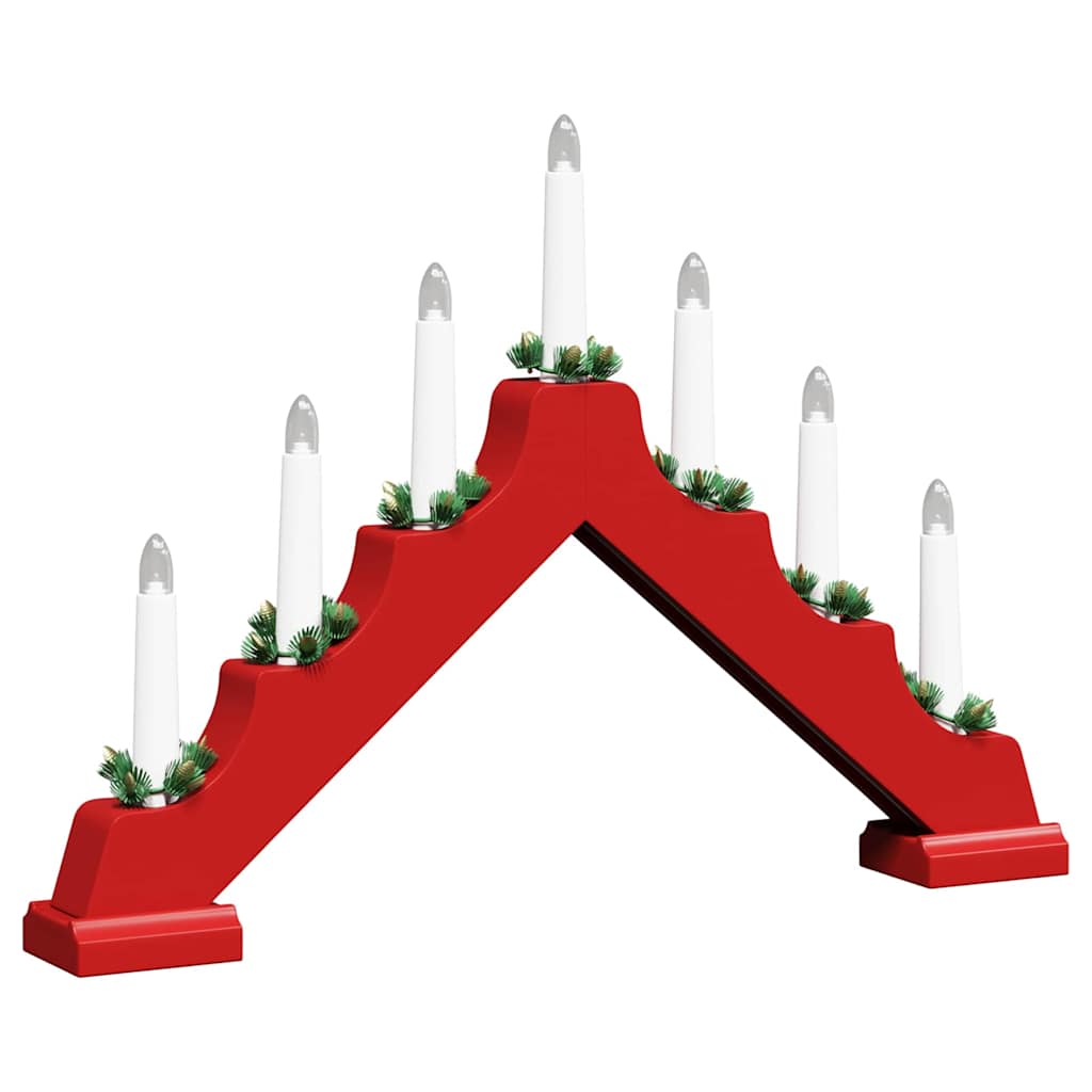 Julelys bro 3 pcs Rød 39.5 x 5 x 29 cm Massiv fyrretræ