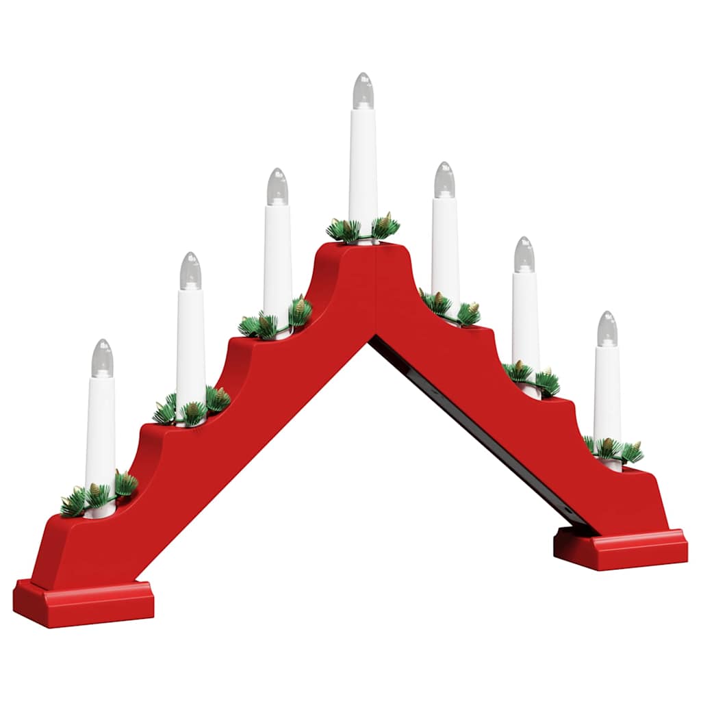 Julelys bro 3 pcs Rød 39.5 x 5 x 29 cm Massiv fyrretræ
