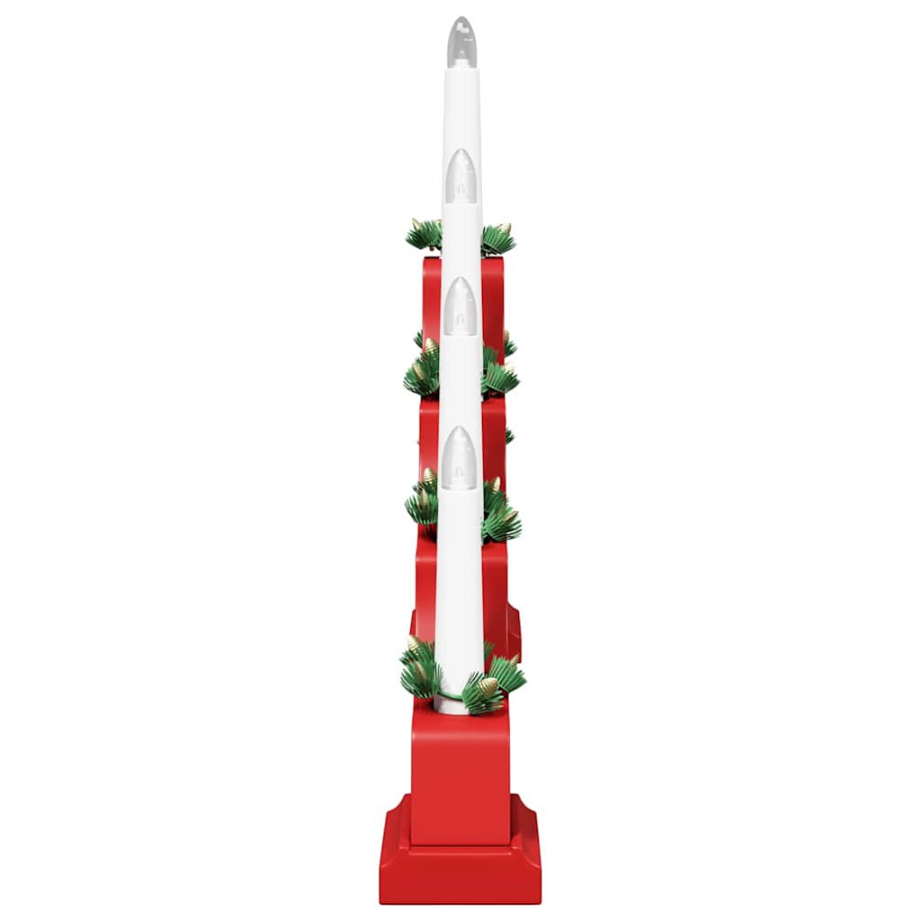 Julelys bro 3 pcs Rød 39.5 x 5 x 29 cm Massiv fyrretræ