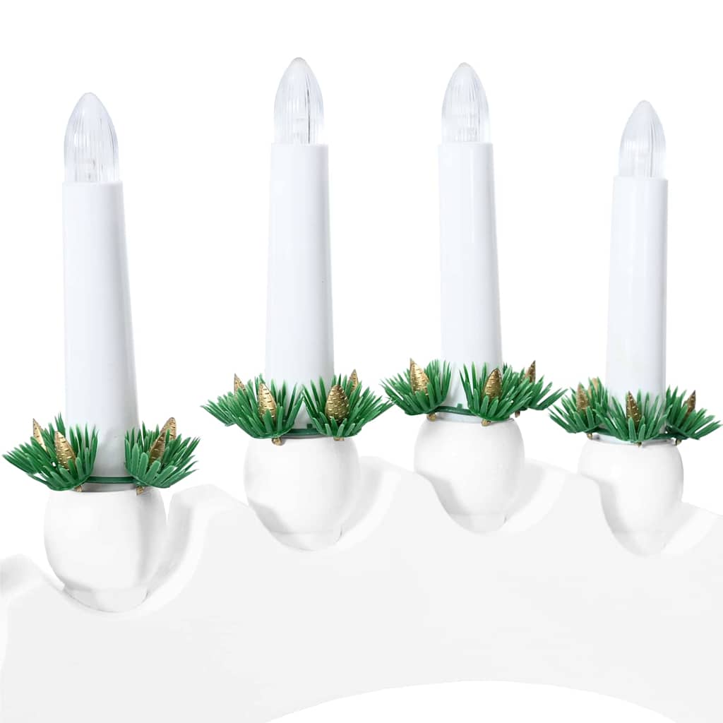 Julelys Bue med 10 LED Lys Hvid 47 x 5 x 29 cm Massivt fyrretræ
