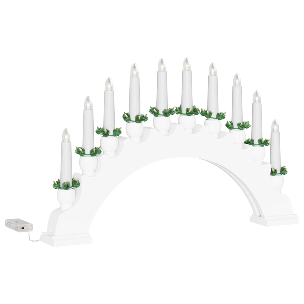 Julelys Bue med 10 LED Lys Hvid 47 x 5 x 29 cm Massivt fyrretræ