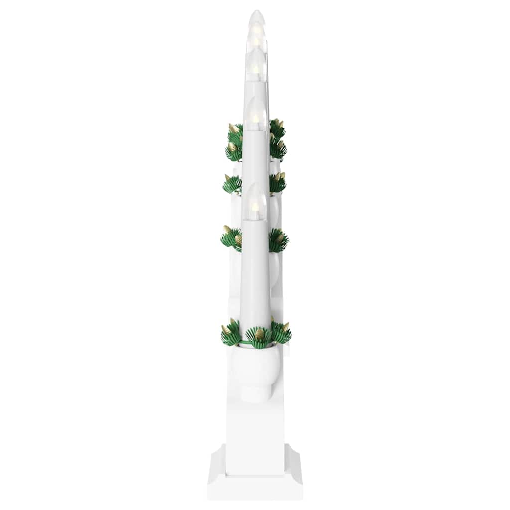 Julelys Bue med 10 LED Lys Hvid 47 x 5 x 29 cm Massivt fyrretræ