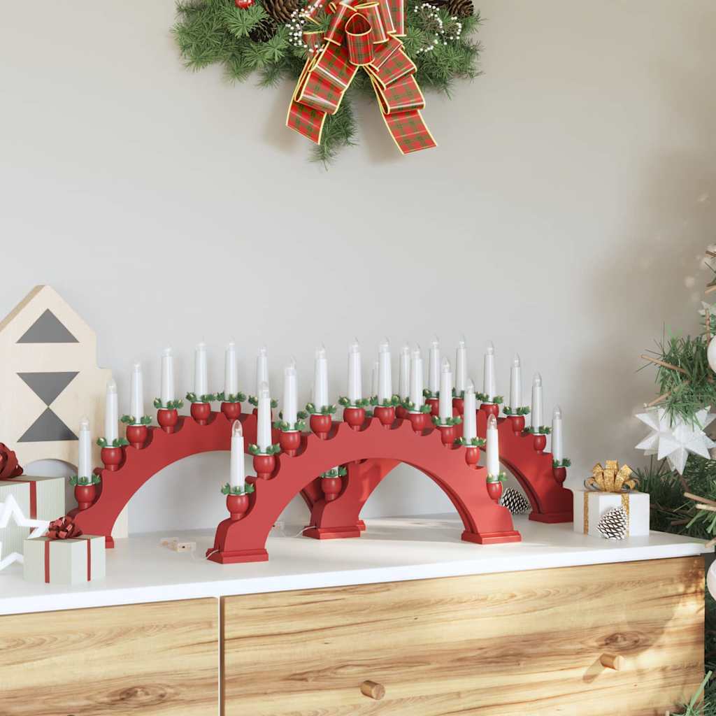 Julelys Bue med 10 LED Lys 3 pcs Rød 47 x 5 x 29 cm