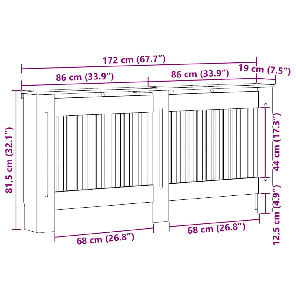 Radiatorcover Røget eg 172 x 19 x 81,5 cm Konstrueret træ