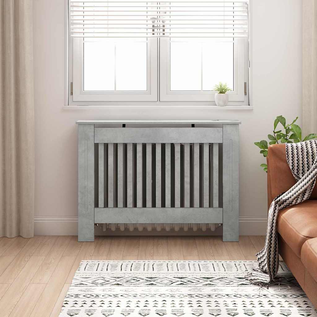 Radiatorcover Betongrå 112 x 19 x 81,5 cm Konstrueret træ