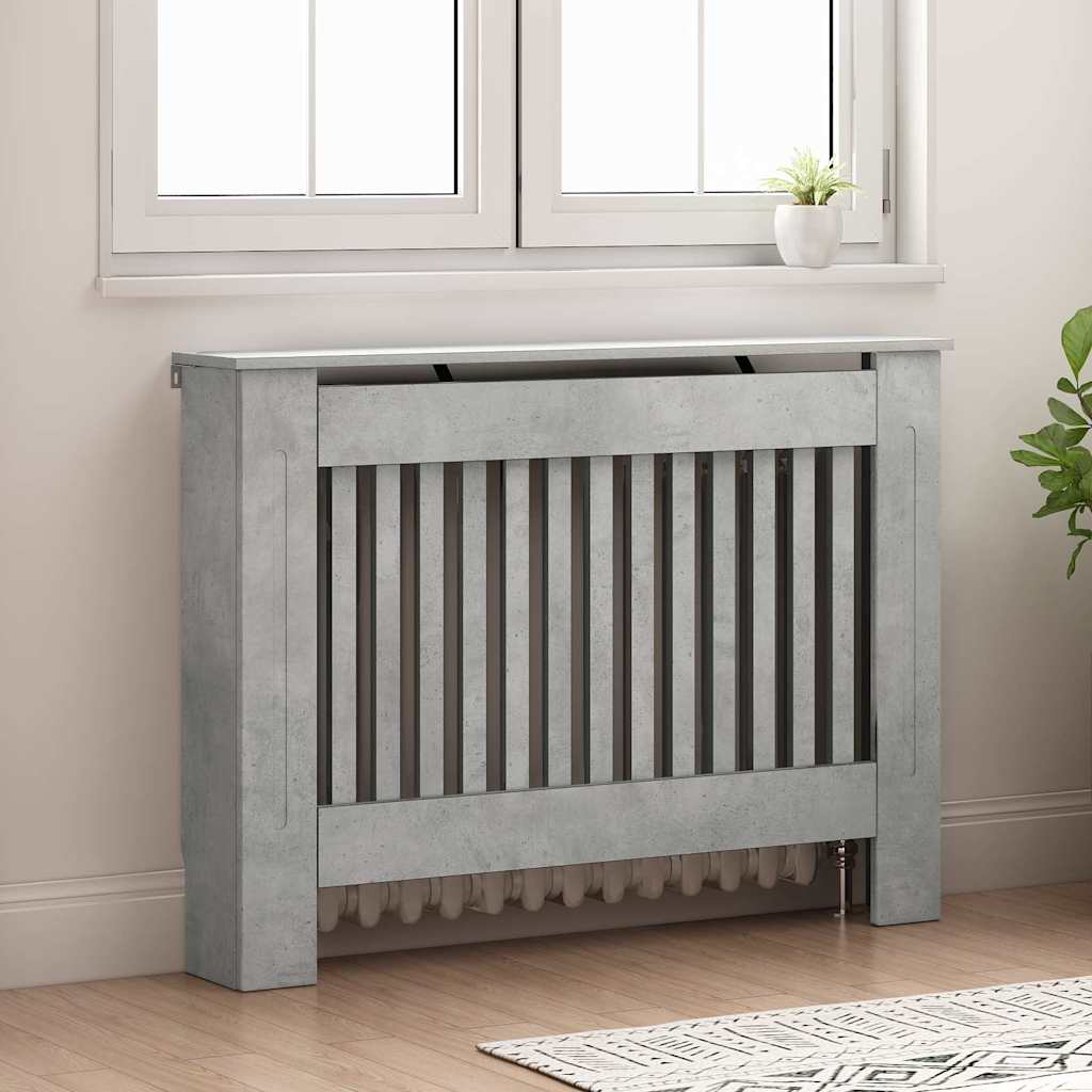 Radiatorcover Betongrå 112 x 19 x 81,5 cm Konstrueret træ