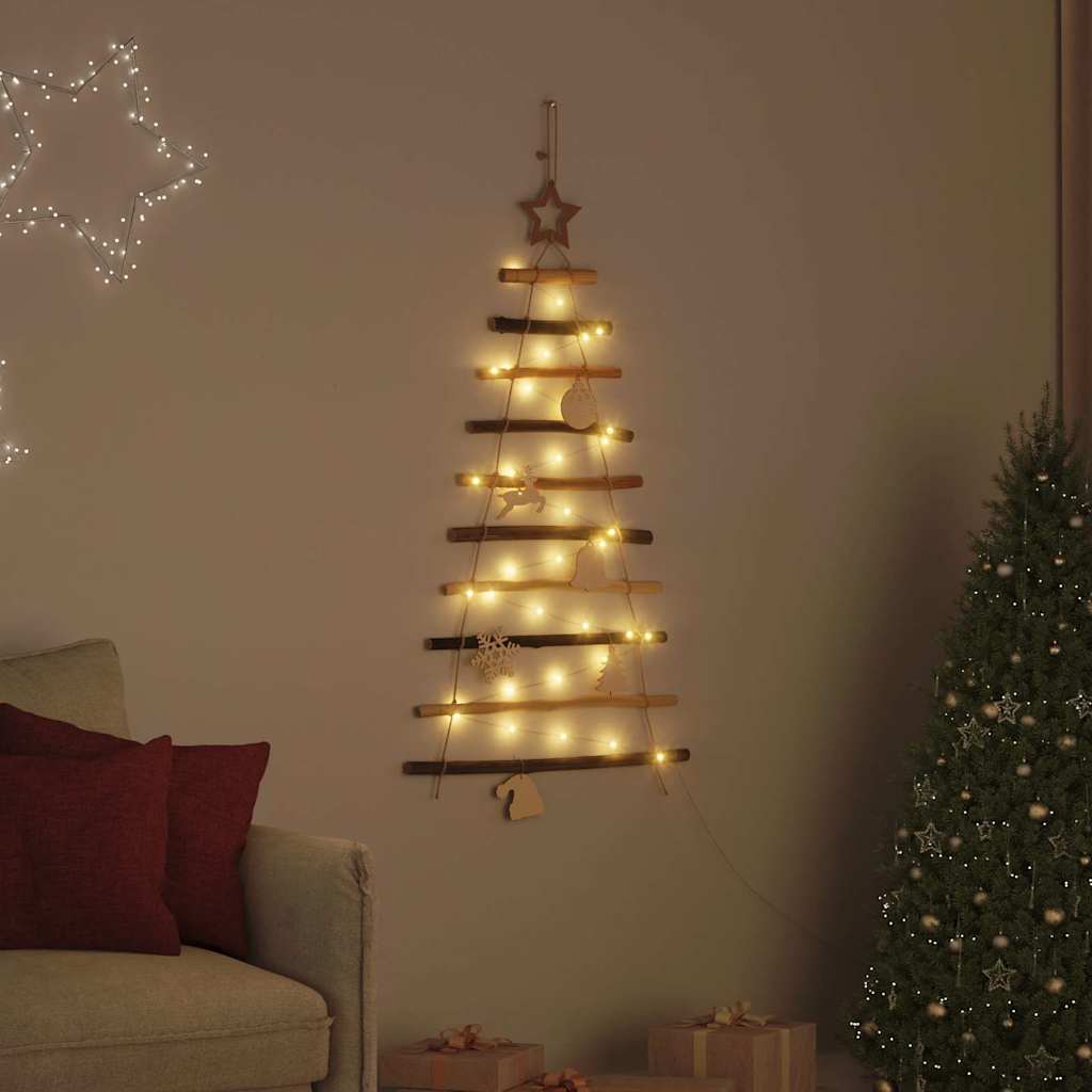 Juletræ med 30 LED'er Naturfarvet 90 cm massivt asketræ
