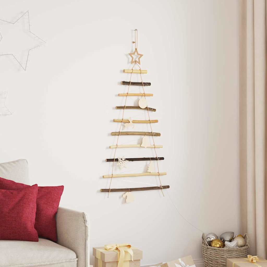 Juletræ med 30 LED'er Naturfarvet 90 cm massivt asketræ