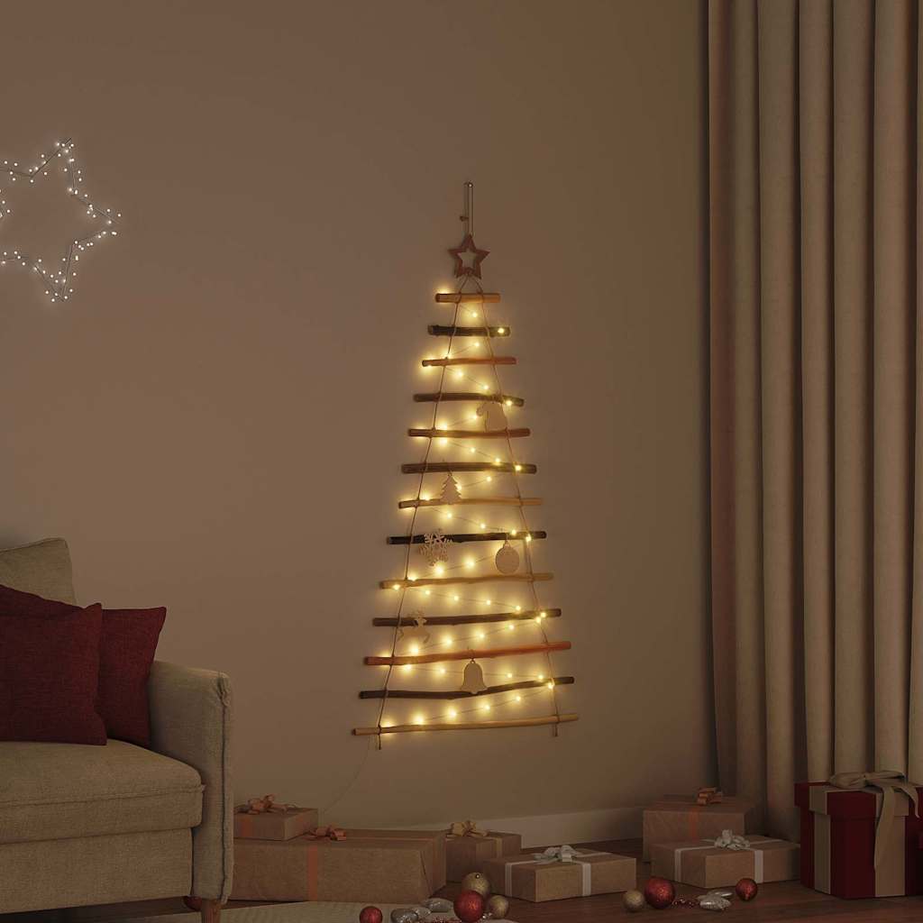 Juletræ med 50 LED'er Naturfarvet 120 cm massivt asketræ