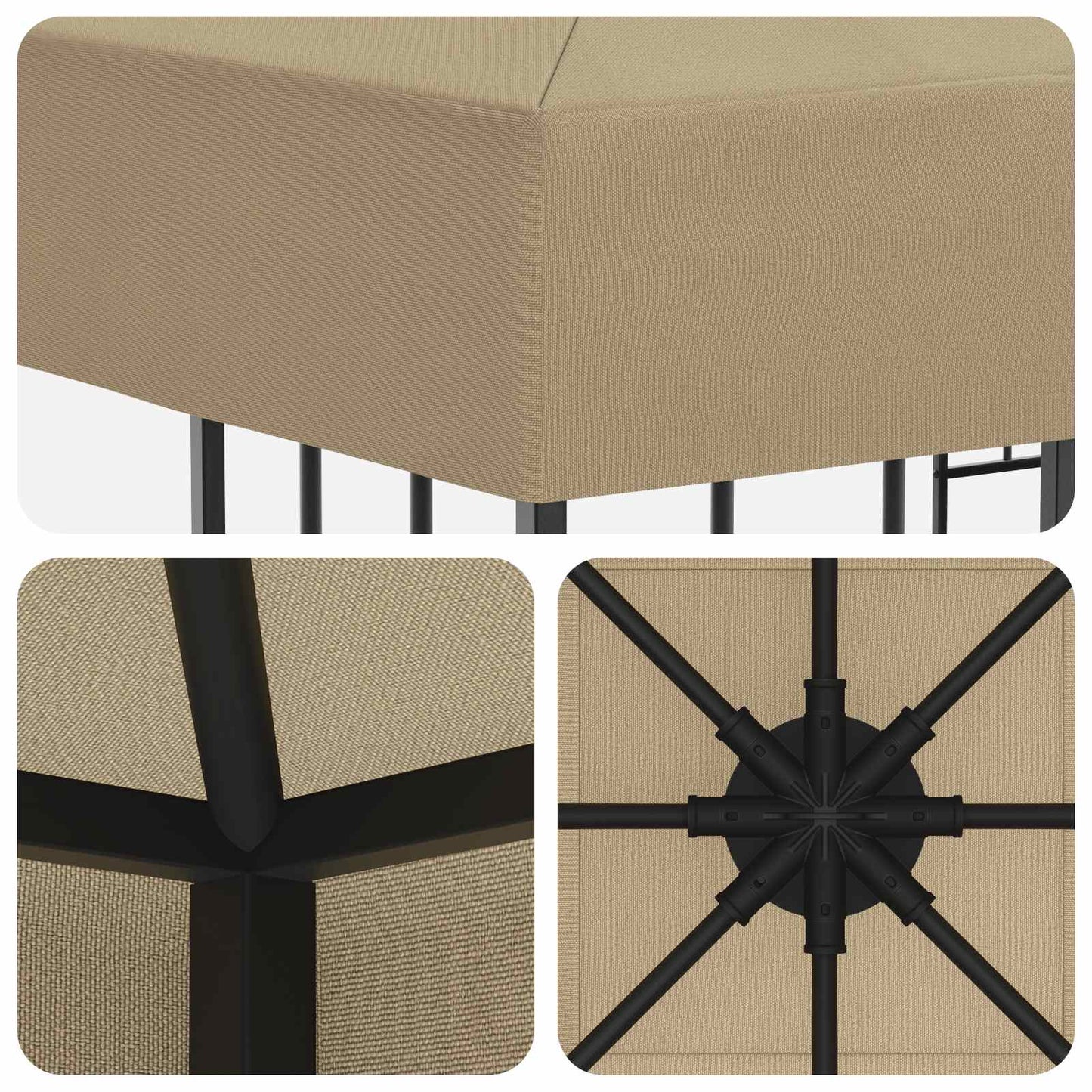Pavillon 3 x 3 m Beige Polyester og Stål 190 gsm