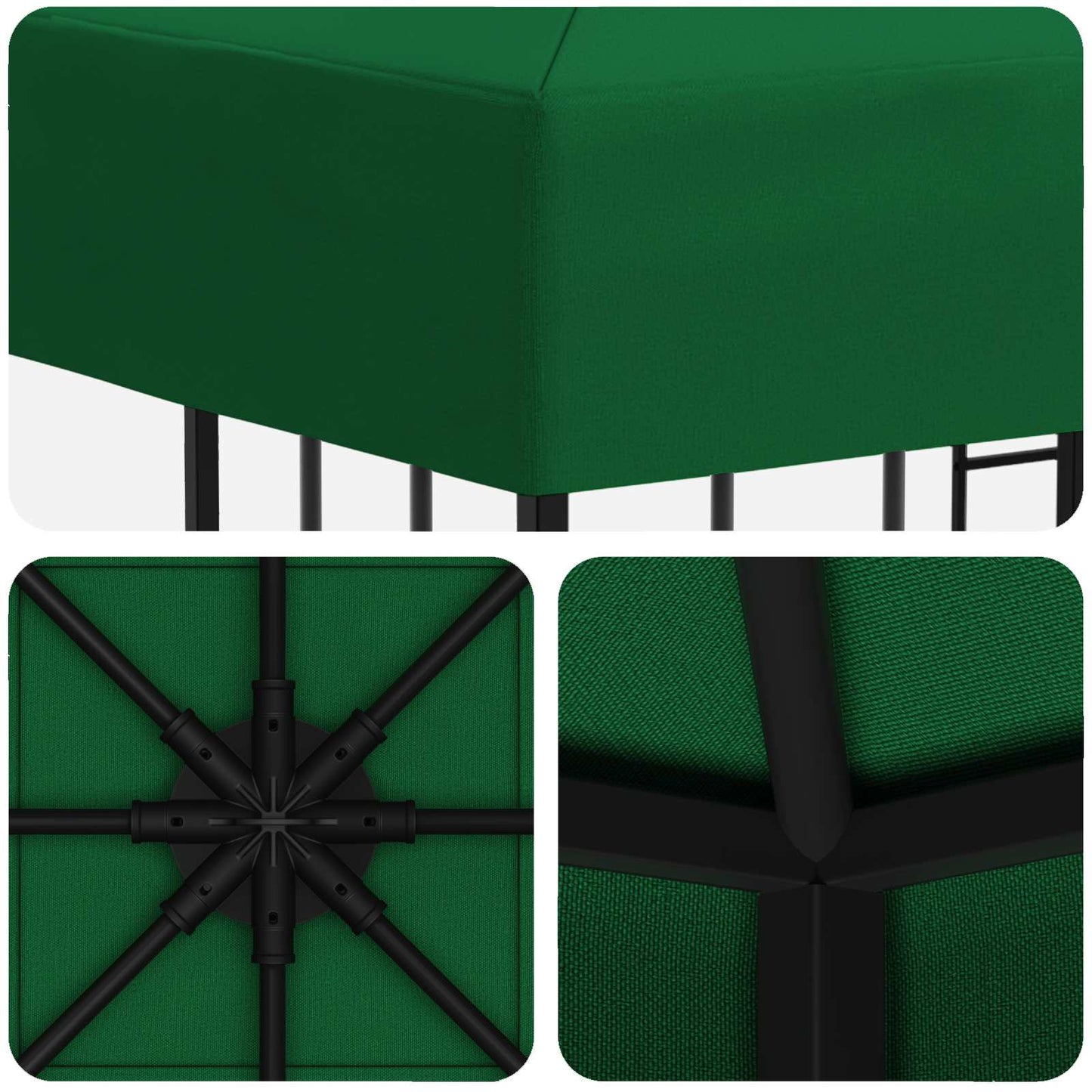 Pavillon 3 x 3 m Grøn Polyester og Stål 190 gsm
