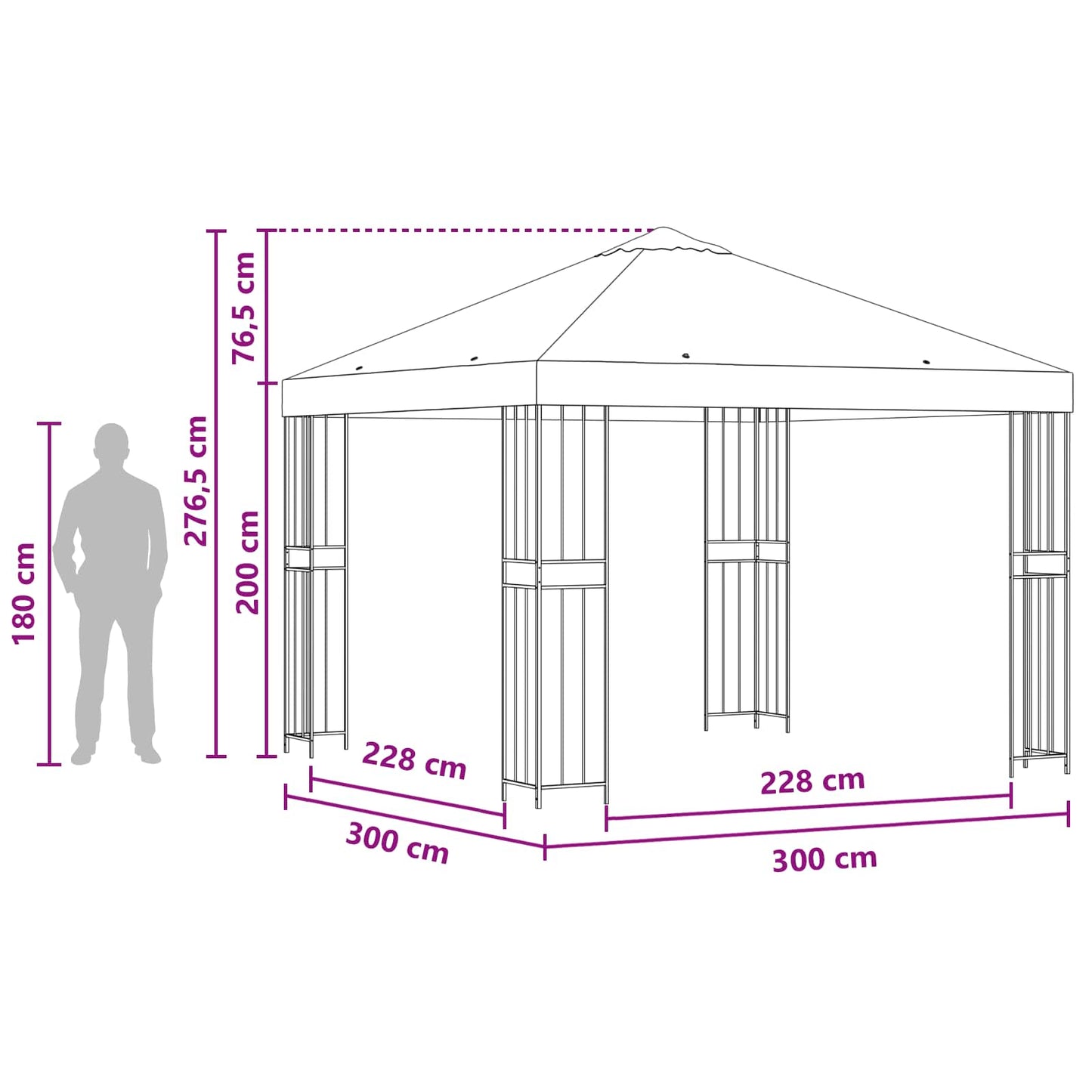 Pavillon 3 x 3 m Gråbrun Polyester og Stål 190 gsm