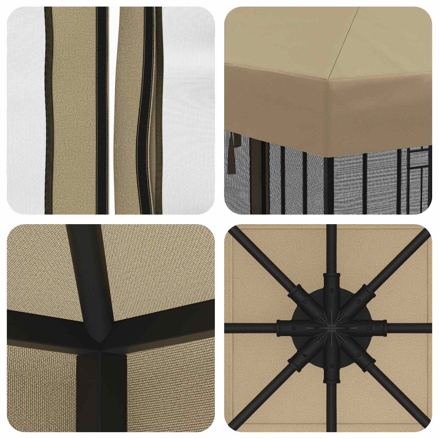 Havelæger med sidevægge 3 x 3 m Beige Polyester og Stål 190 gsm