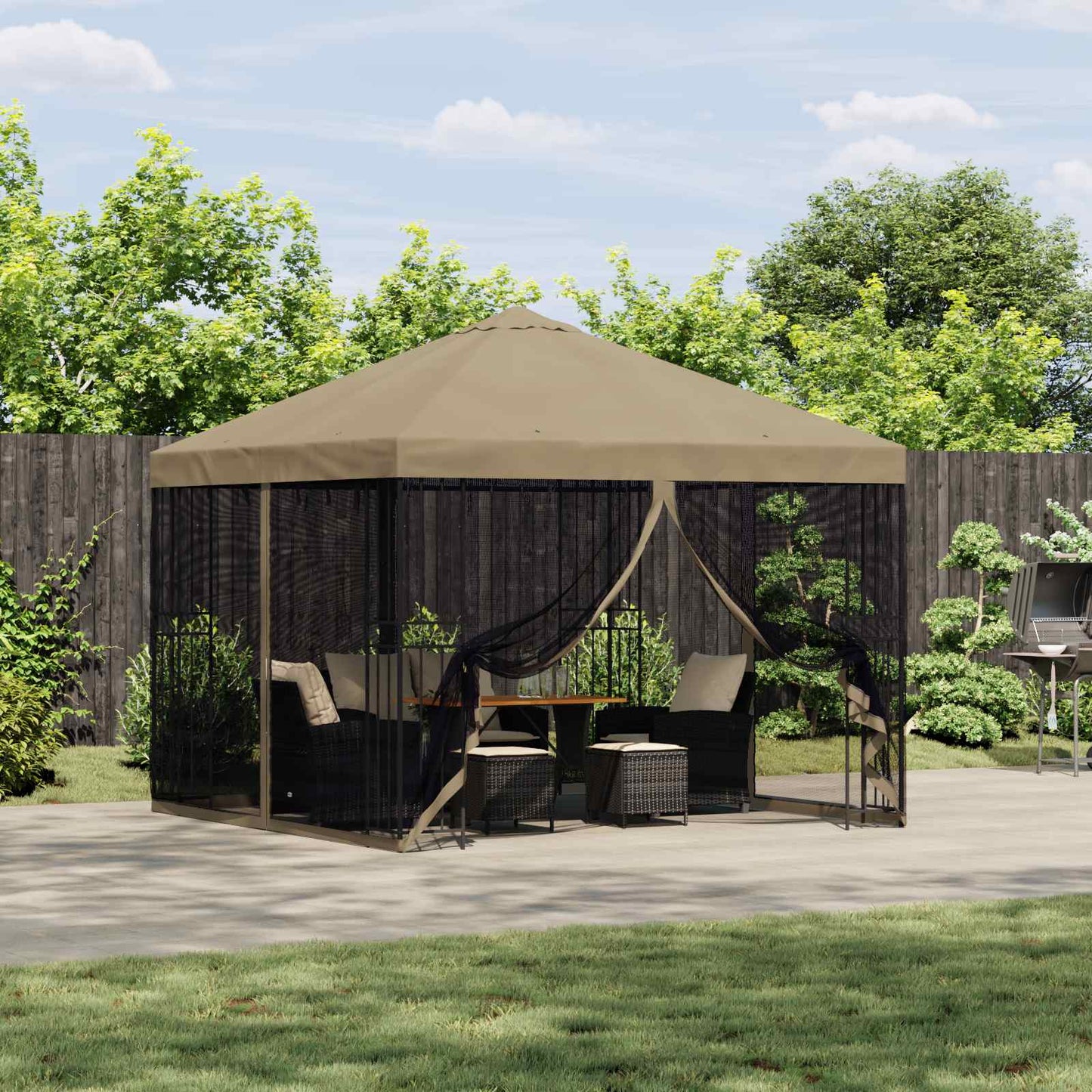 Havelæger med sidevægge 3 x 3 m Beige Polyester og Stål 190 gsm
