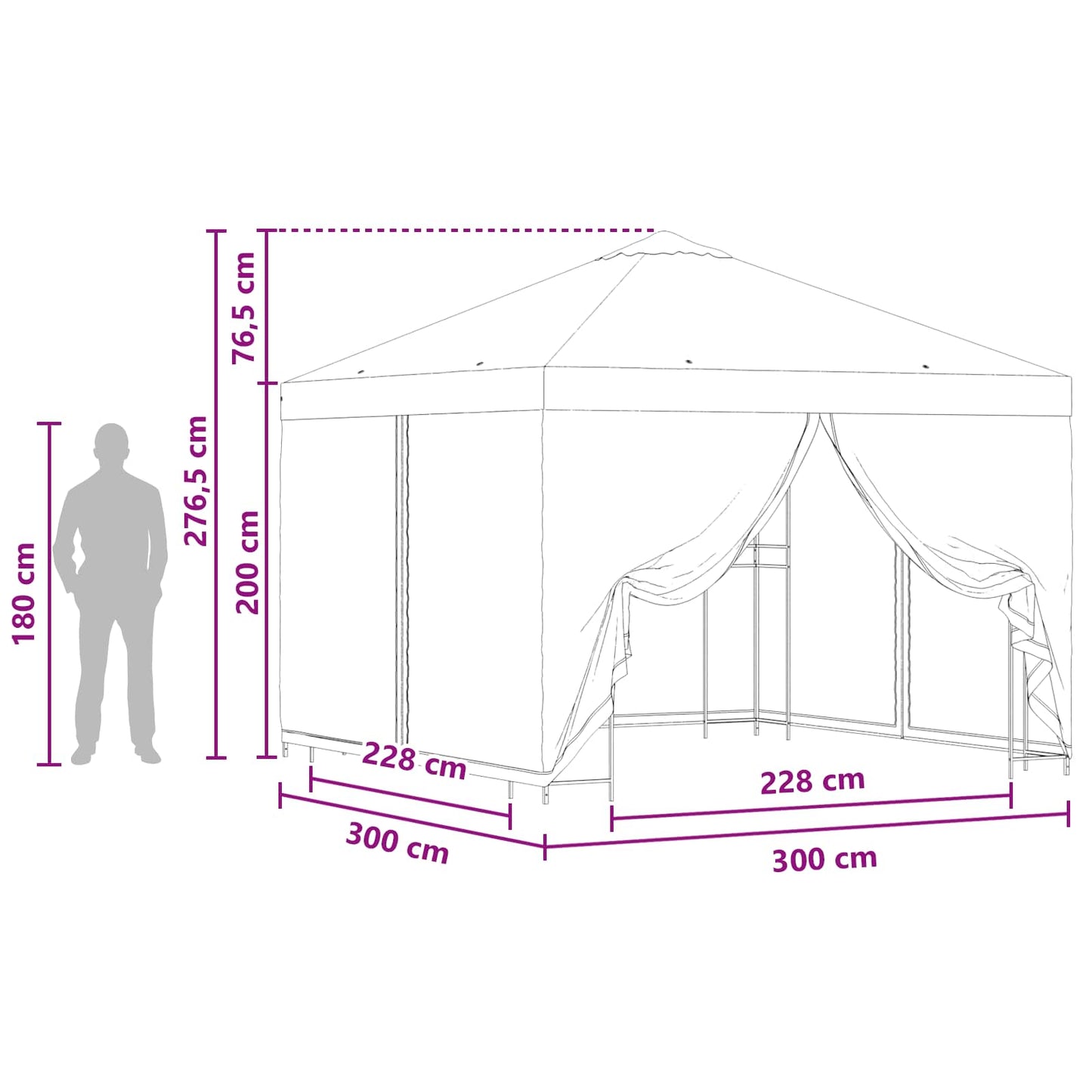 Havelæger med sidevægge 3 x 3 m Beige Polyester og Stål 190 gsm