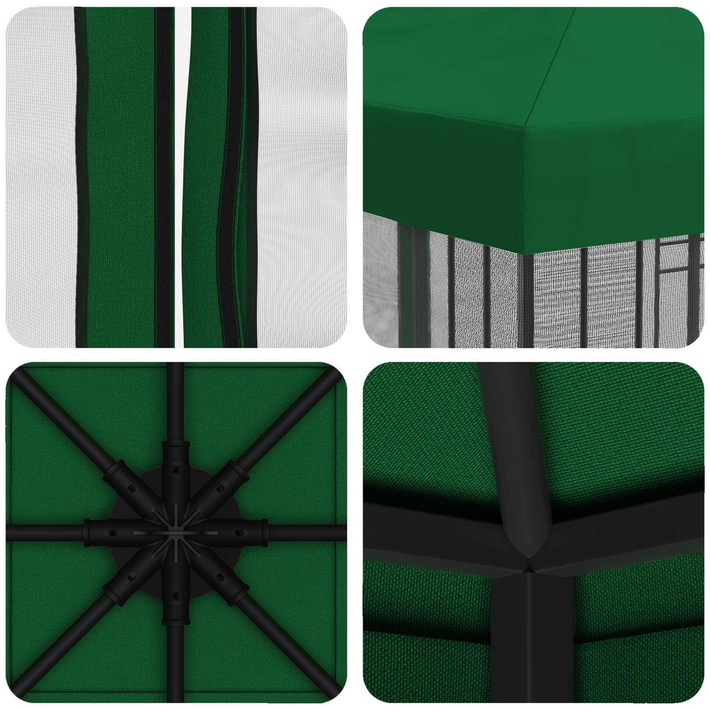 Havelæger med sidevægge 3 x 3 m Grøn Polyester og Stål 190 gsm