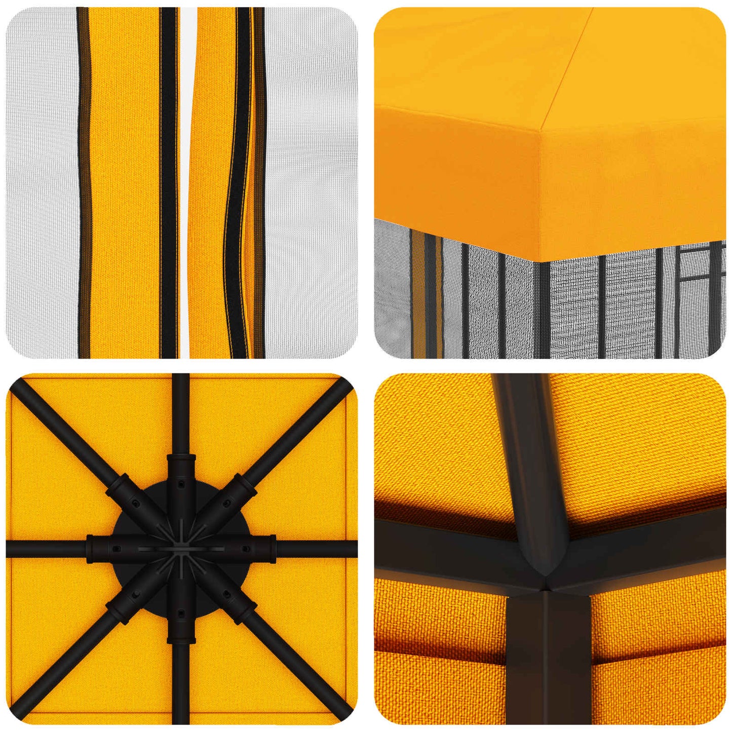Havelæger med sidevægge 3 x 3 m Gul Polyester og Stål 190 gsm