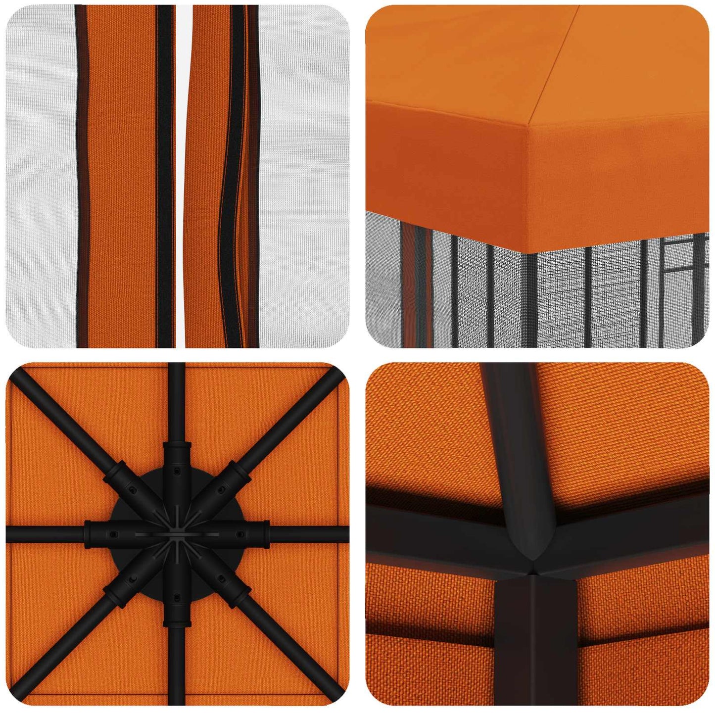 Havelæger med sidevægge 3 x 3 m Orange Polyester og Stål