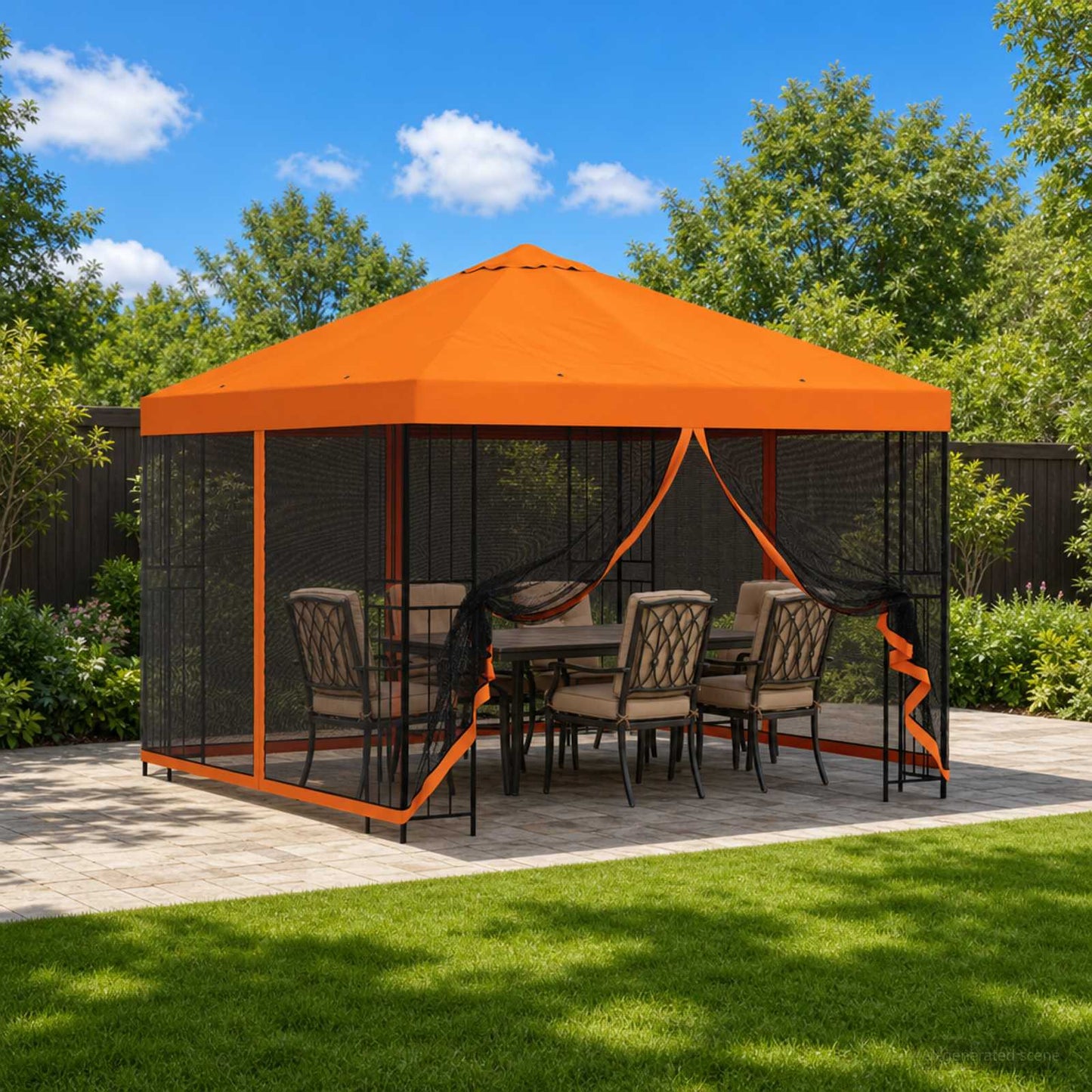 Havelæger med sidevægge 3 x 3 m Orange Polyester og Stål