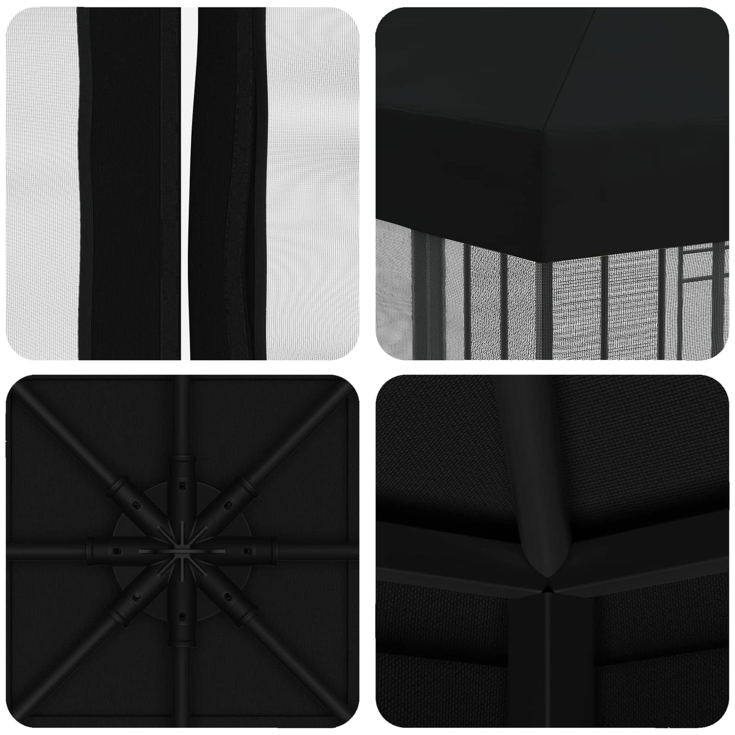 Havelæger med sidevægge 3 x 3 m Sort Polyester og Stål 190 gsm