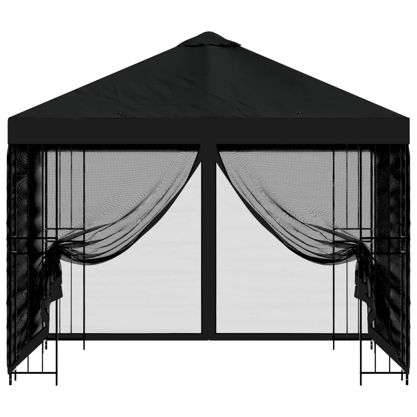 Havelæger med sidevægge 3 x 3 m Sort Polyester og Stål 190 gsm