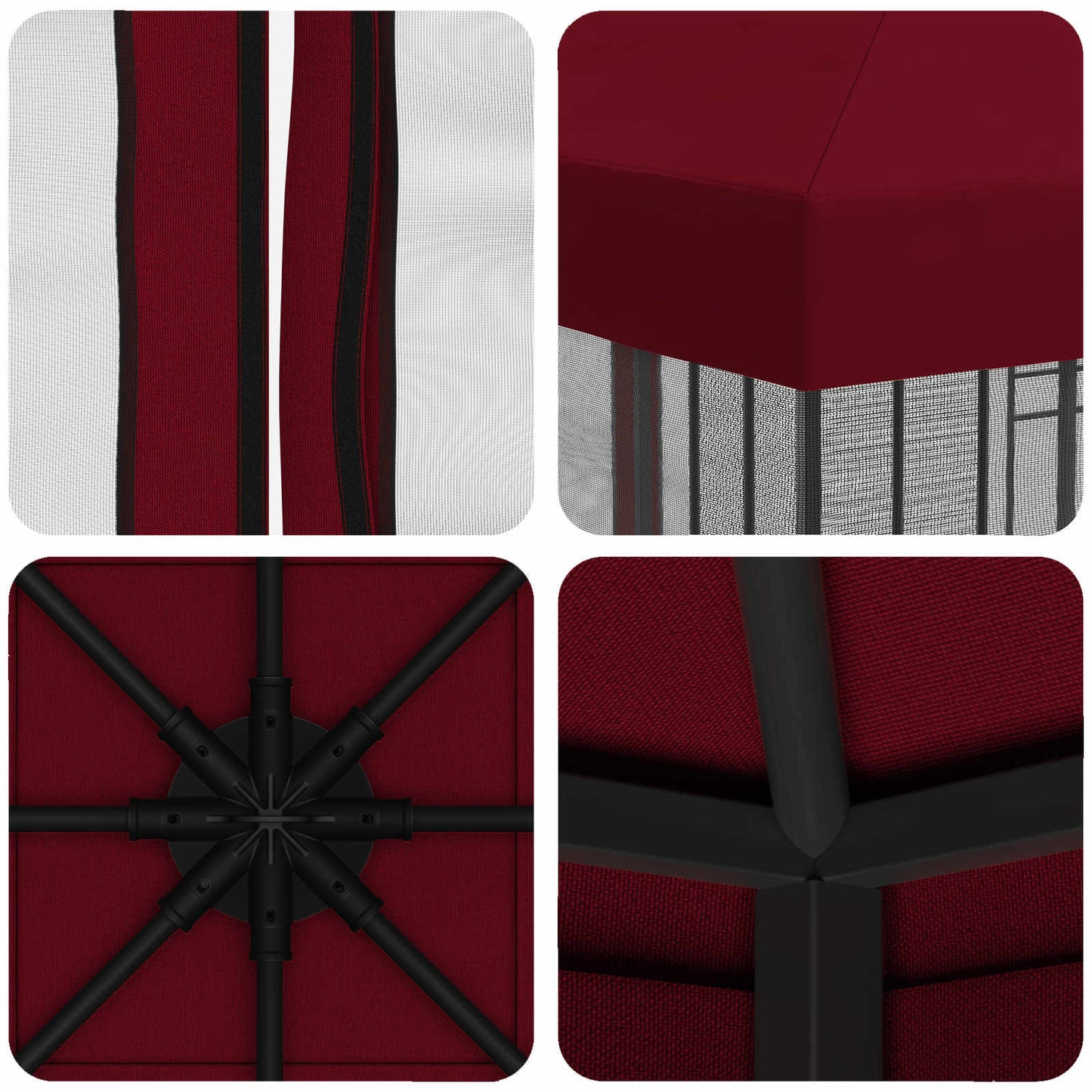 Havelæger med sidevægge 3 x 3 m Bordeaux Polyester og Stål