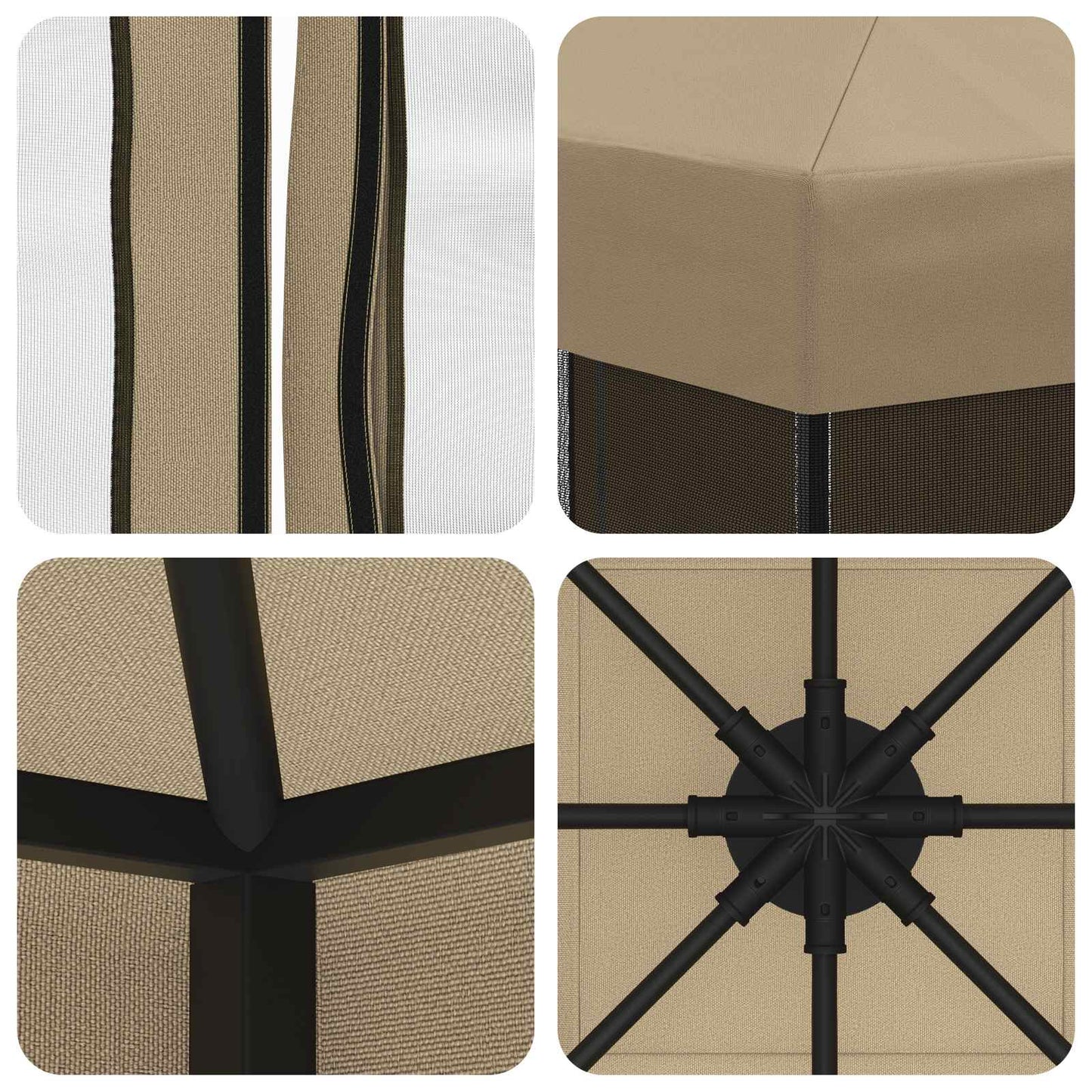 Havelæger med sidevægge 3 x 3 m Beige Polyester og Stål 190 gsm