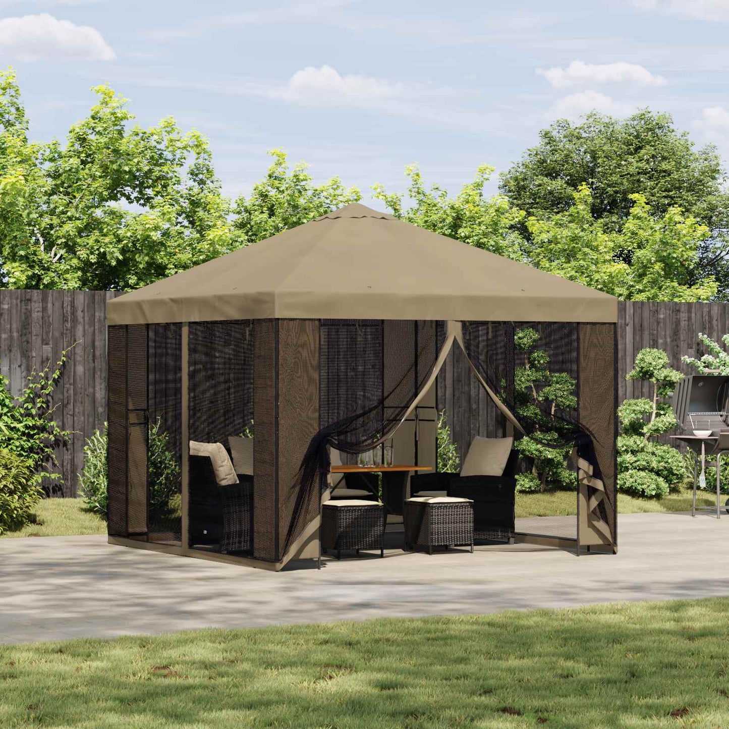 Havelæger med sidevægge 3 x 3 m Beige Polyester og Stål 190 gsm