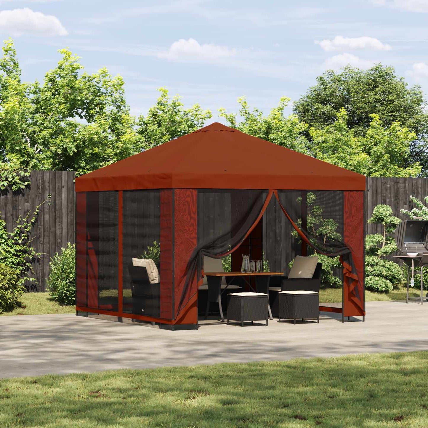 Havelæger med sidevægge 3 x 3 m Terrakotta Polyester og Stål