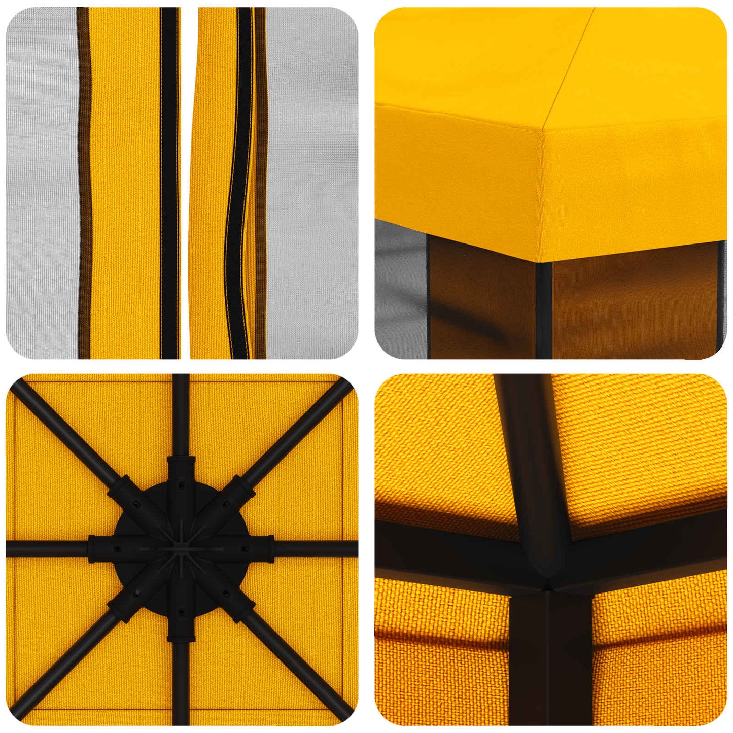 Havelæger med sidevægge 3 x 3 m Gul Polyester og Stål 190 gsm