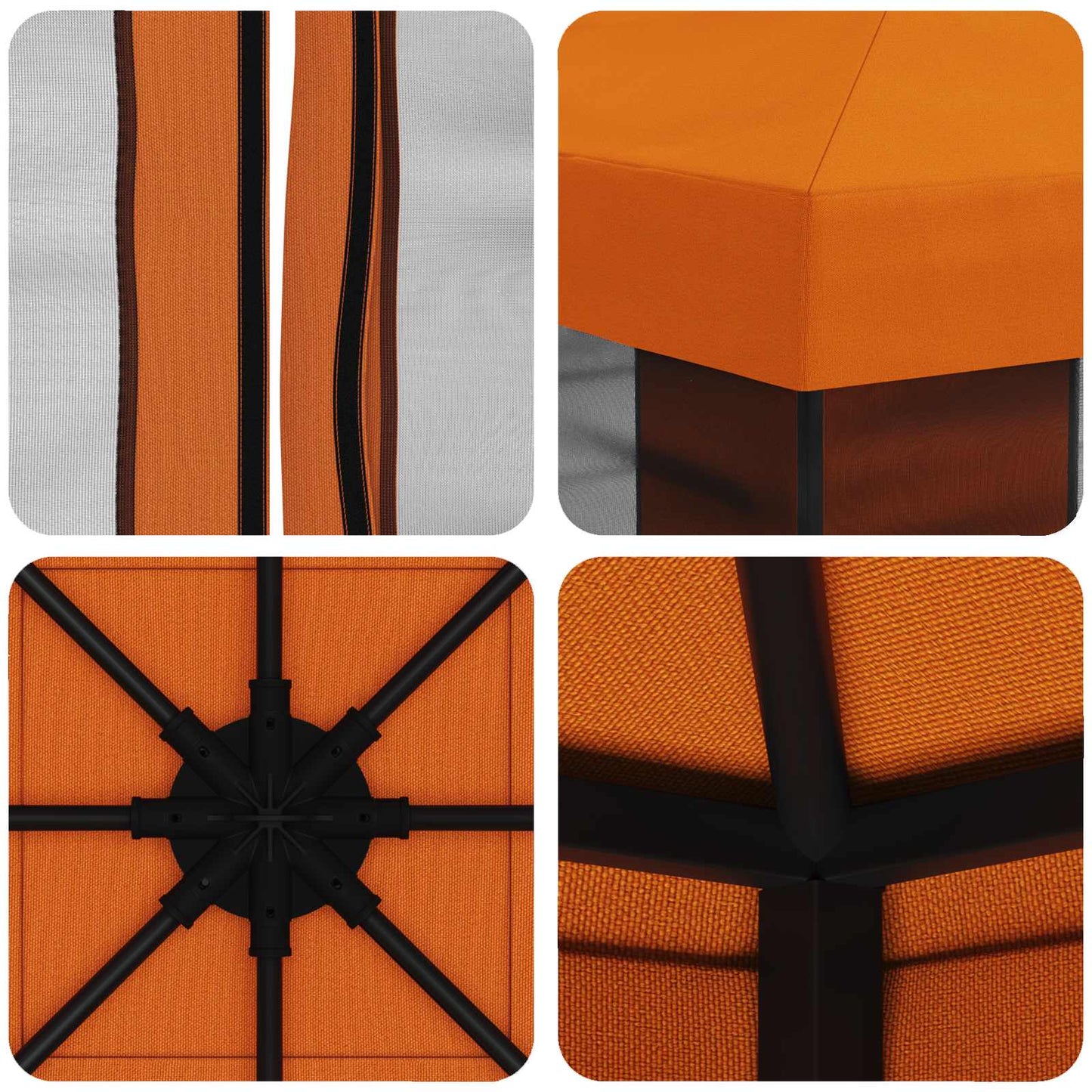 Havelæger med sidevægge 3 x 3 m Orange Polyester og Stål