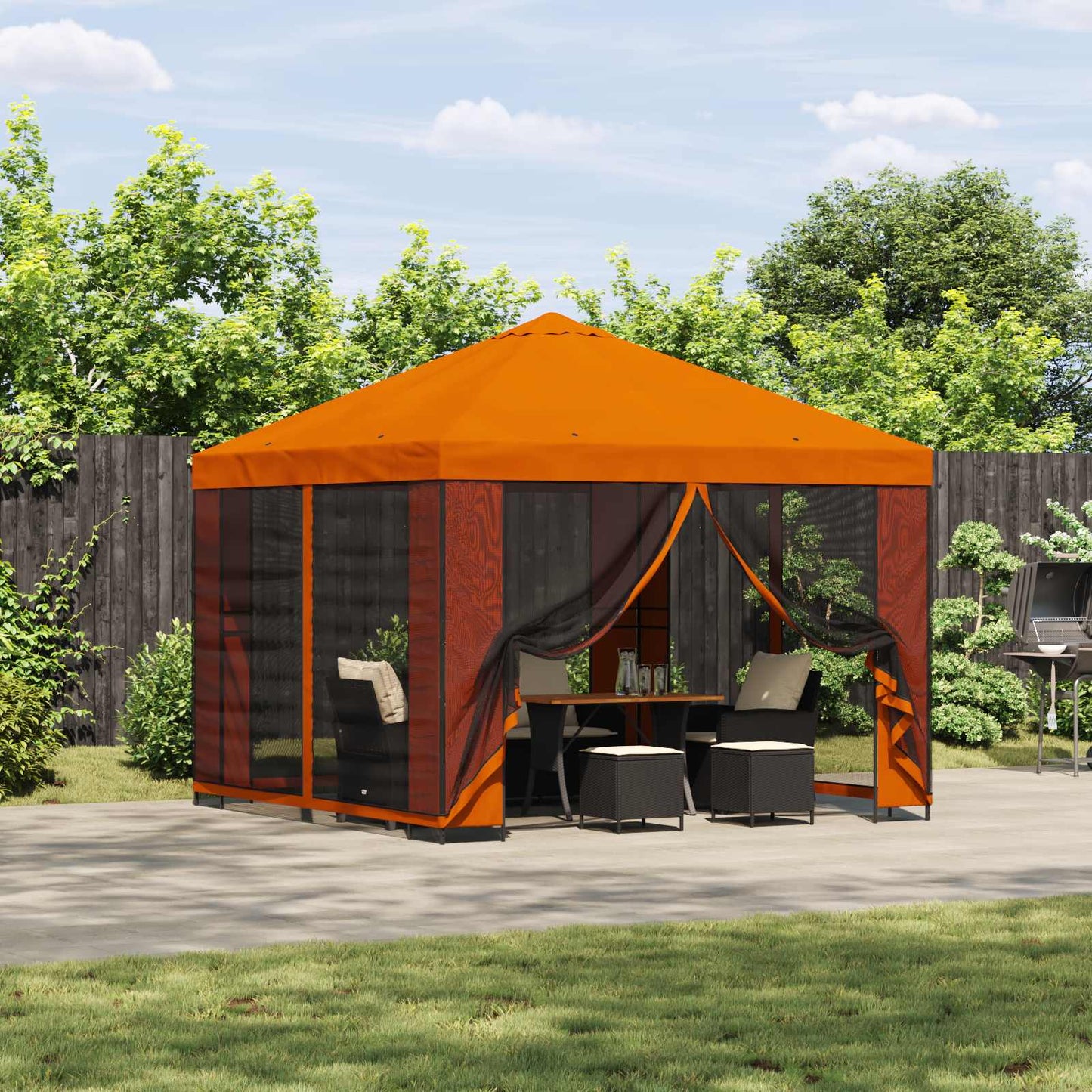 Havelæger med sidevægge 3 x 3 m Orange Polyester og Stål