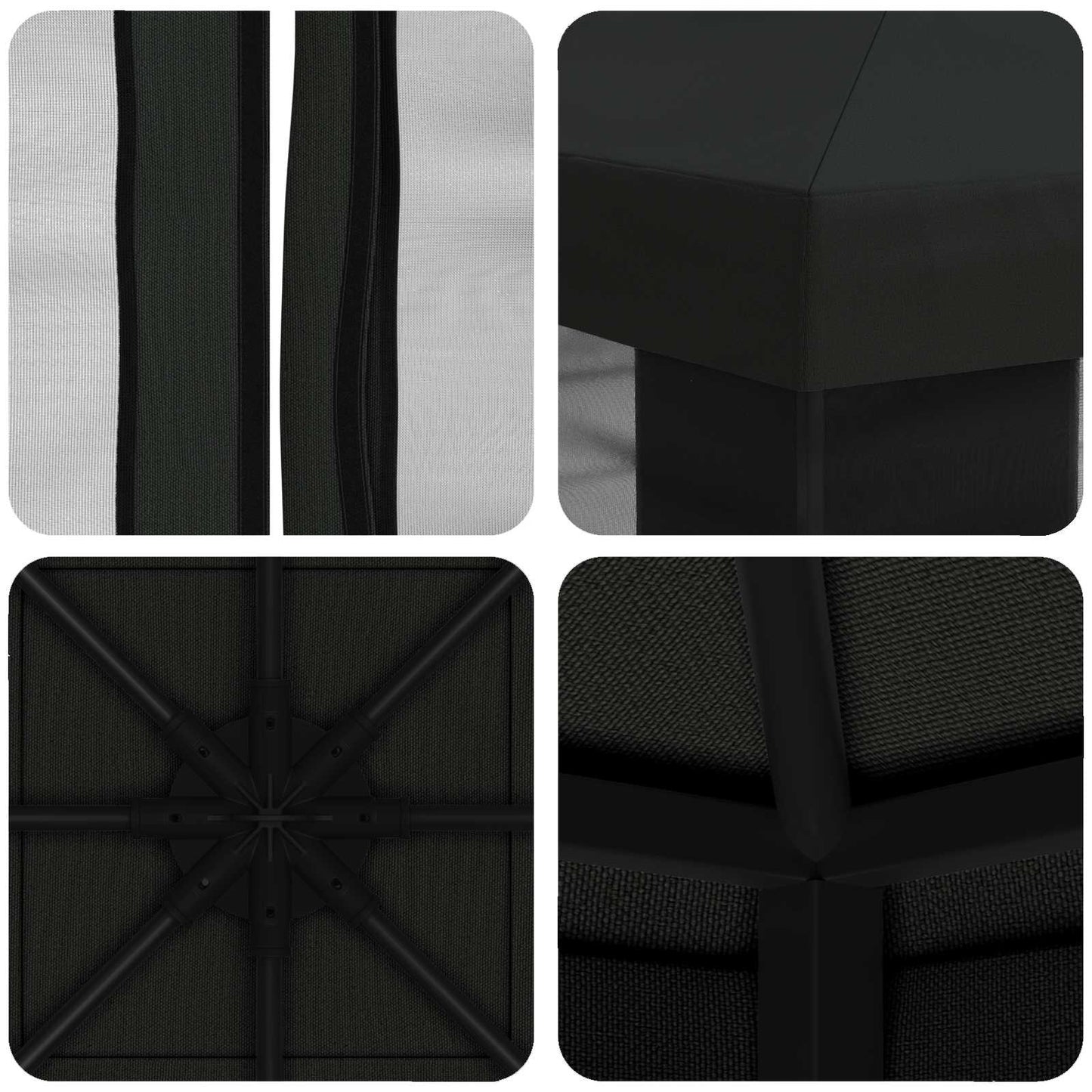 Havelæger med sidevægge 3 x 3 m Sort Polyester og Stål 190 gsm