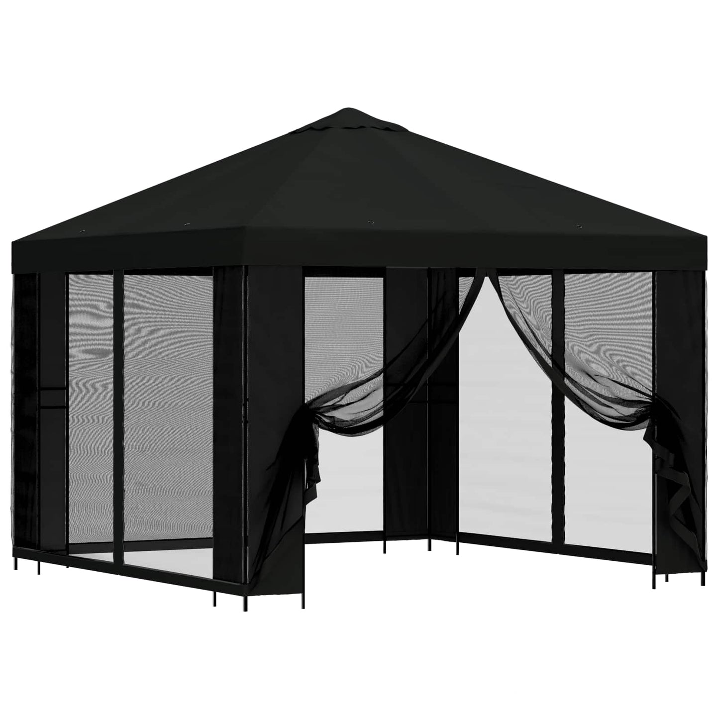 Havelæger med sidevægge 3 x 3 m Sort Polyester og Stål 190 gsm