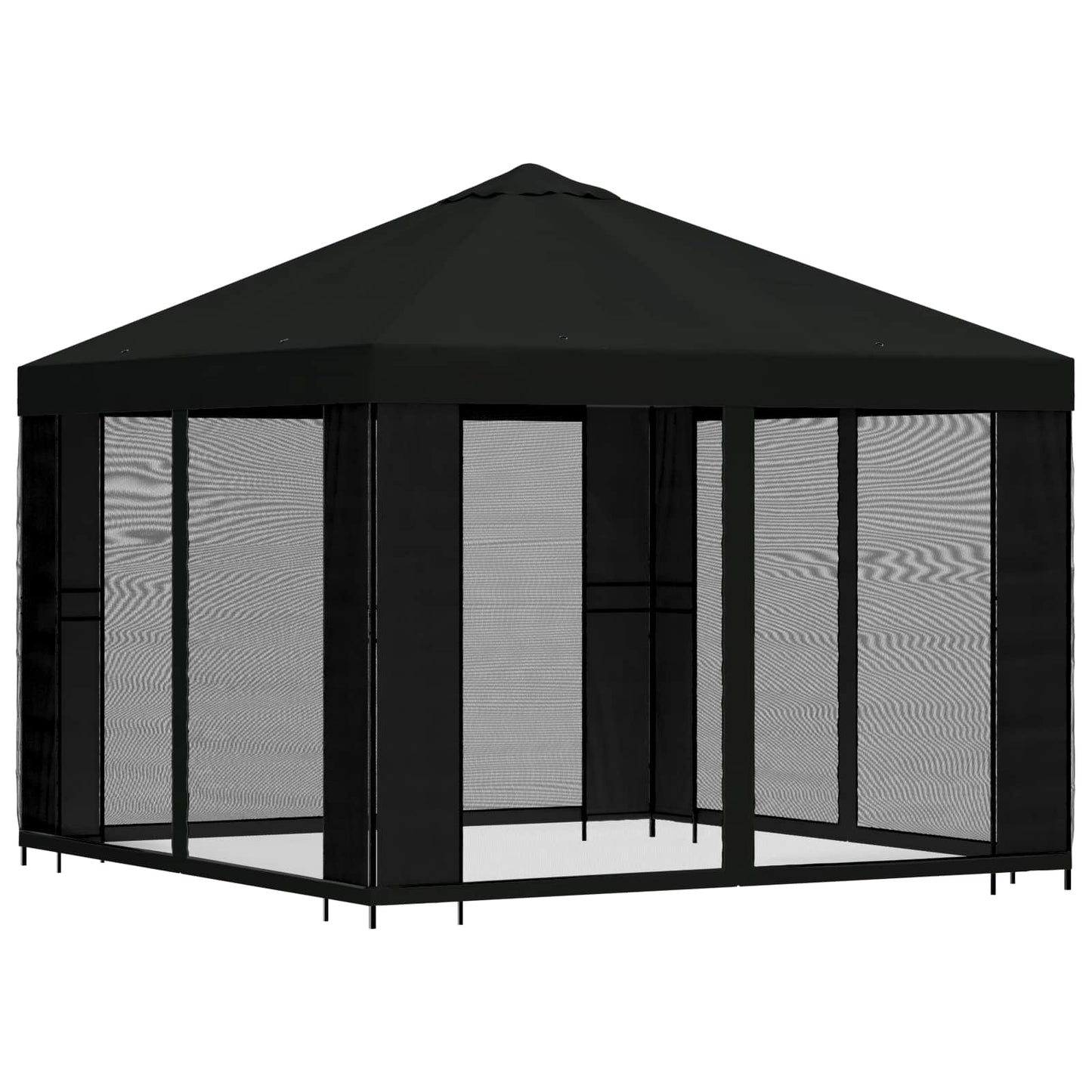 Havelæger med sidevægge 3 x 3 m Sort Polyester og Stål 190 gsm