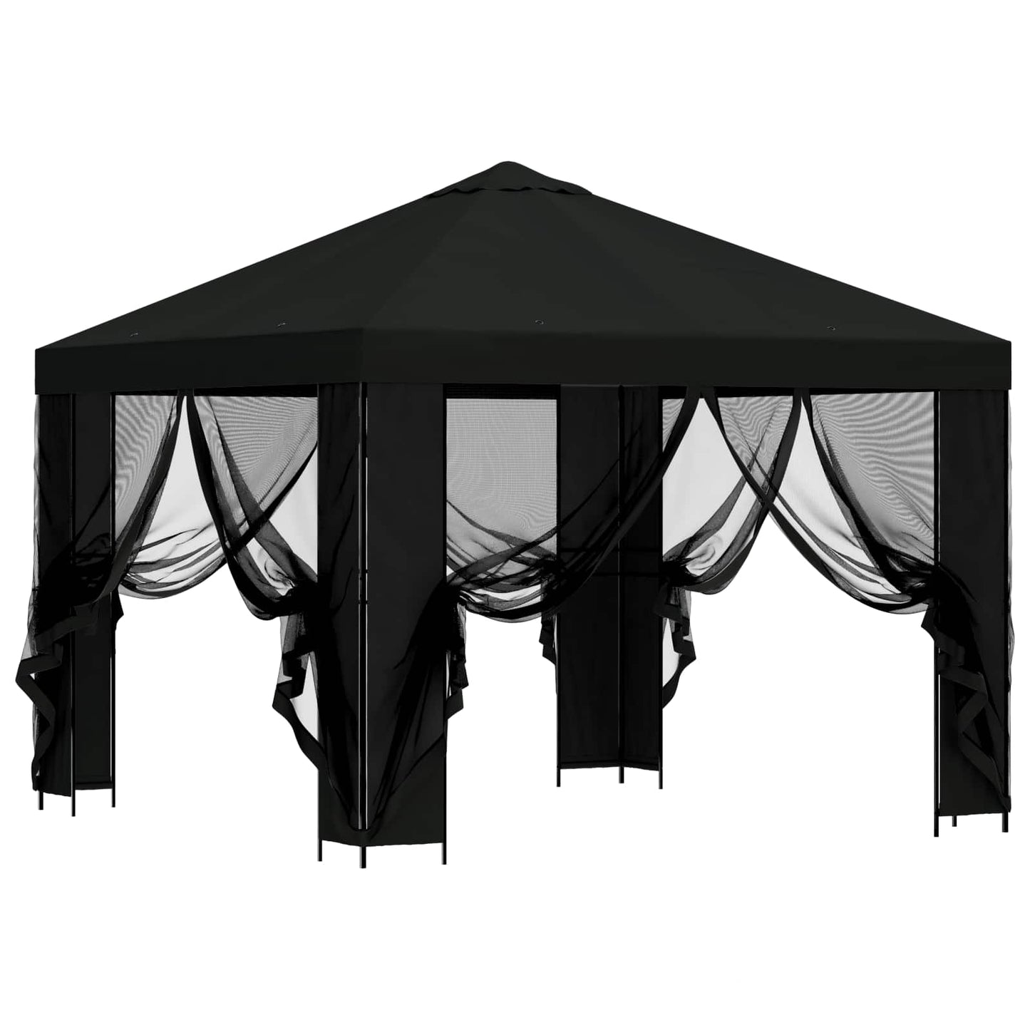 Havelæger med sidevægge 3 x 3 m Sort Polyester og Stål 190 gsm