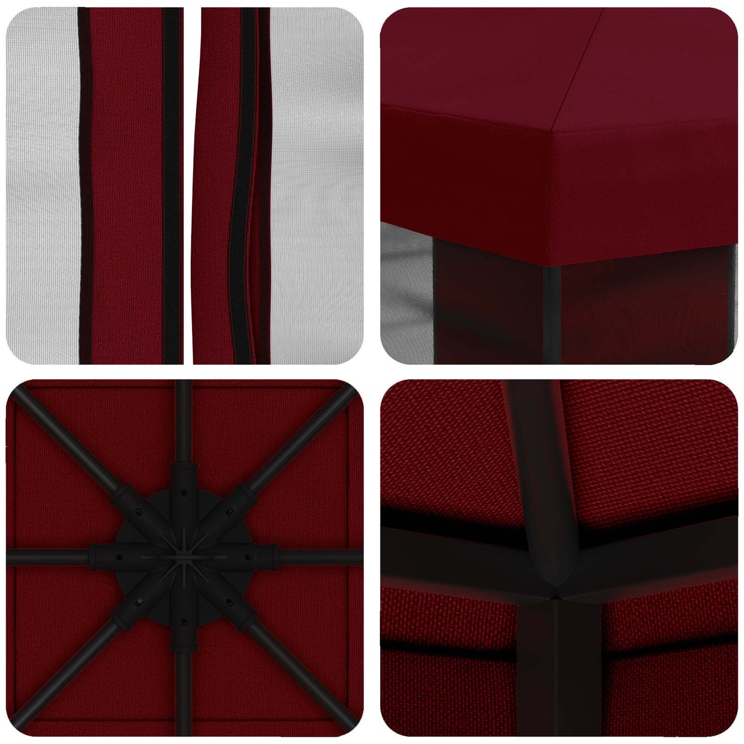 Havelæger med sidevægge 3 x 3 m Bordeaux Polyester og Stål