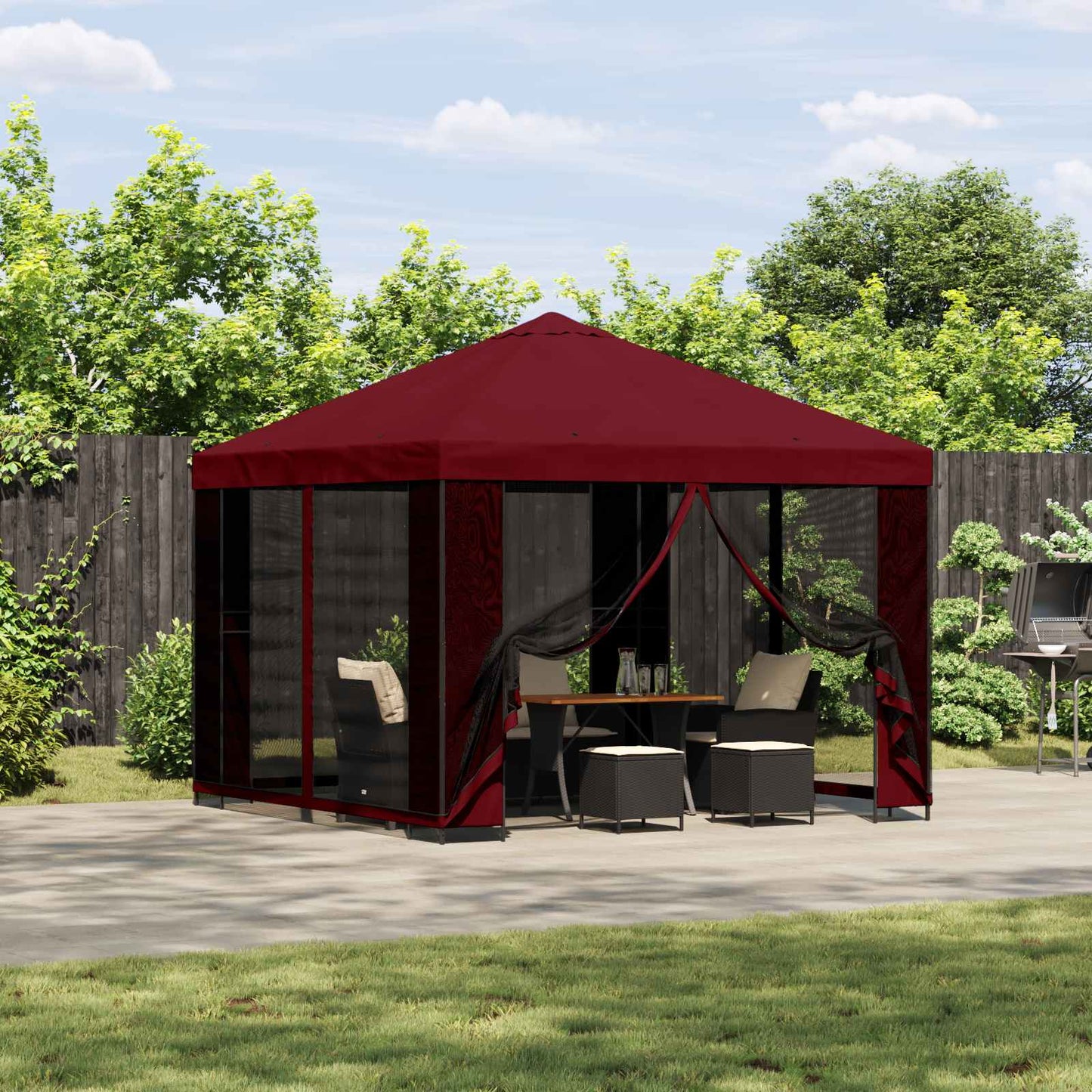 Havelæger med sidevægge 3 x 3 m Bordeaux Polyester og Stål