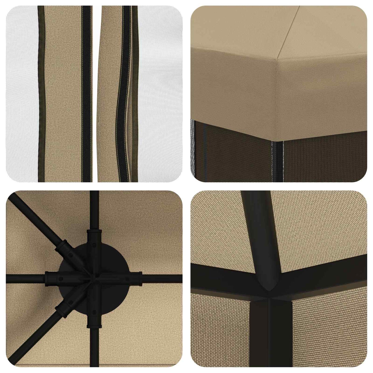 Havelæger med sidevægge 4 × 3 m Beige Polyester og Stål 190 gsm