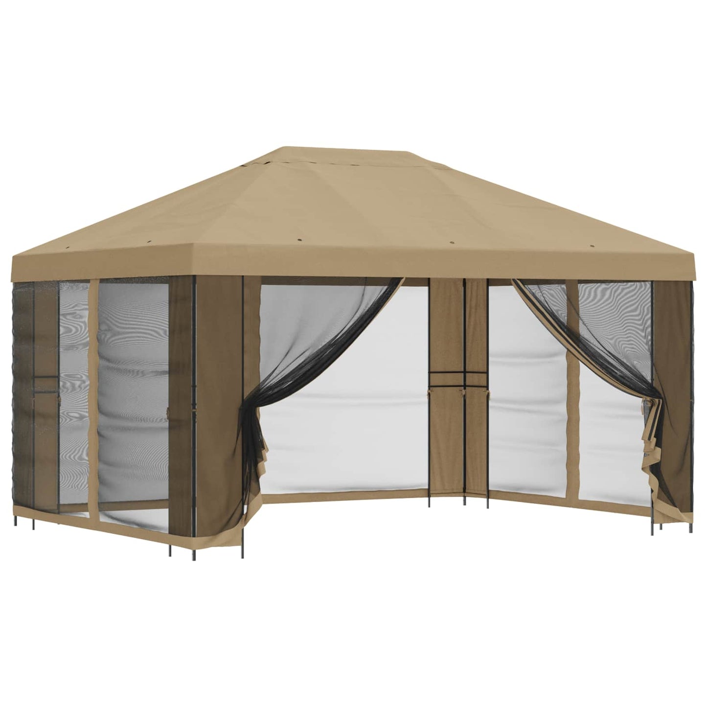 Havelæger med sidevægge 4 × 3 m Beige Polyester og Stål 190 gsm