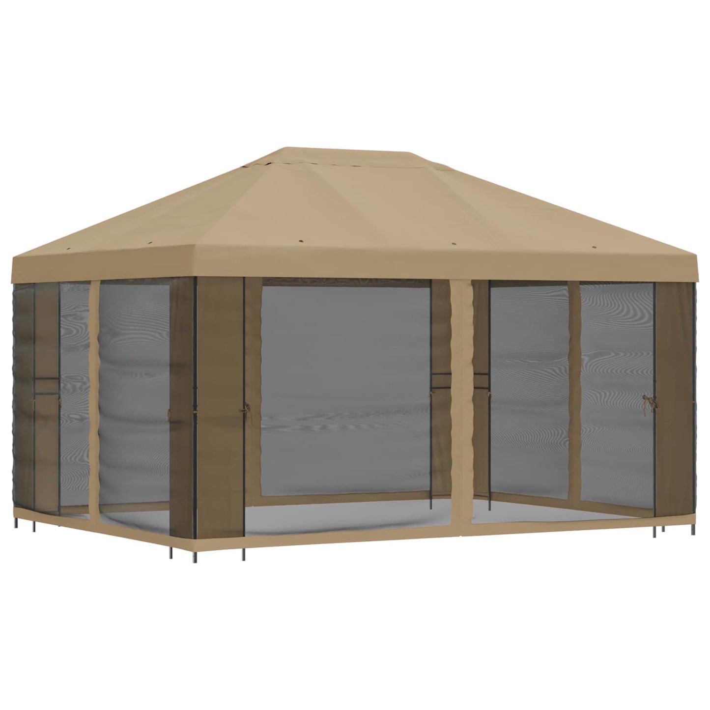 Havelæger med sidevægge 4 × 3 m Beige Polyester og Stål 190 gsm