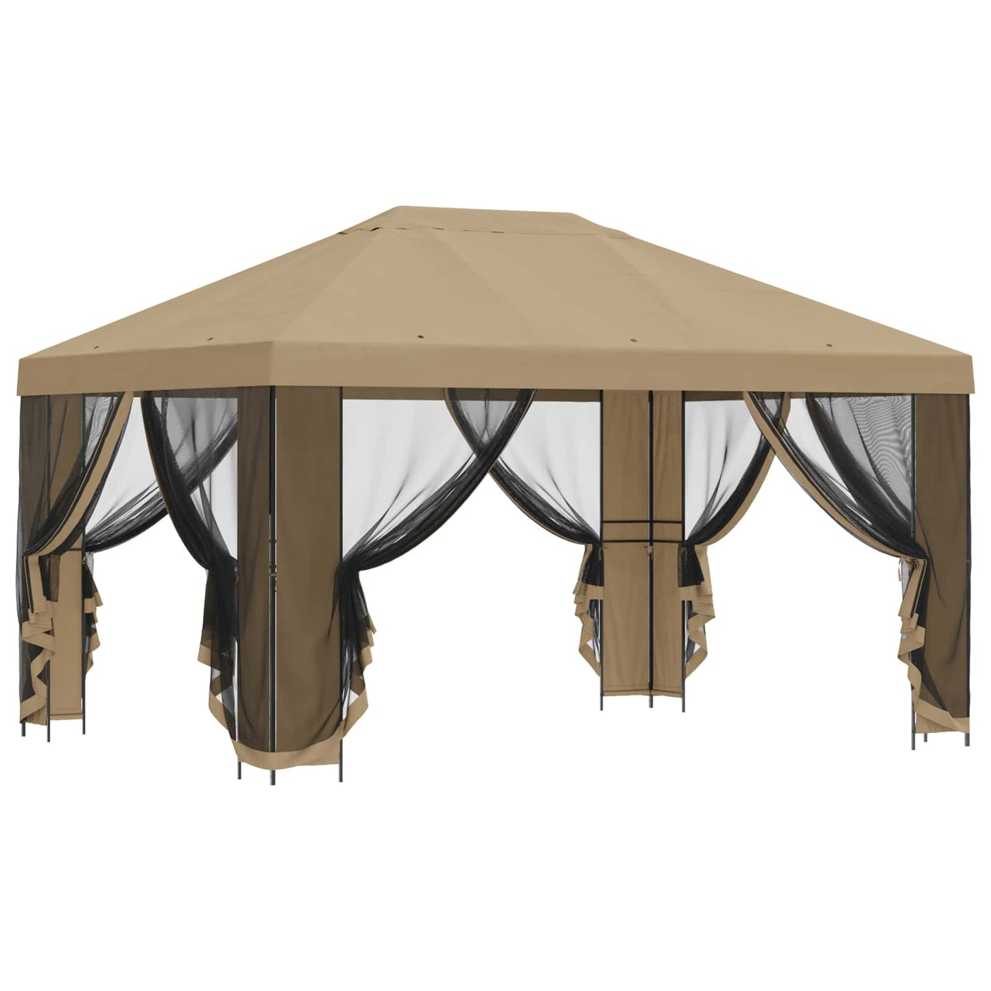 Havelæger med sidevægge 4 × 3 m Beige Polyester og Stål 190 gsm