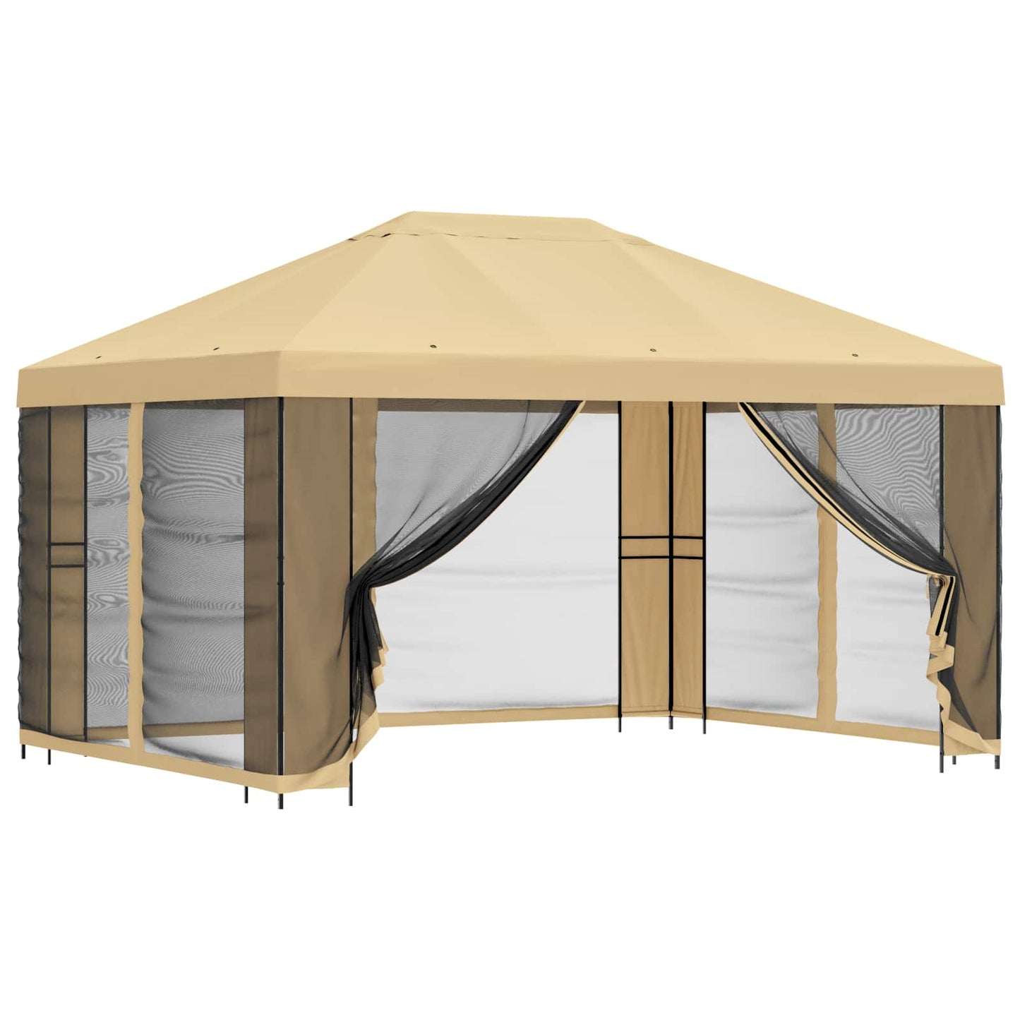 Havelæger med sidevægge 4 × 3 m Cremefarvet Polyester og Stål