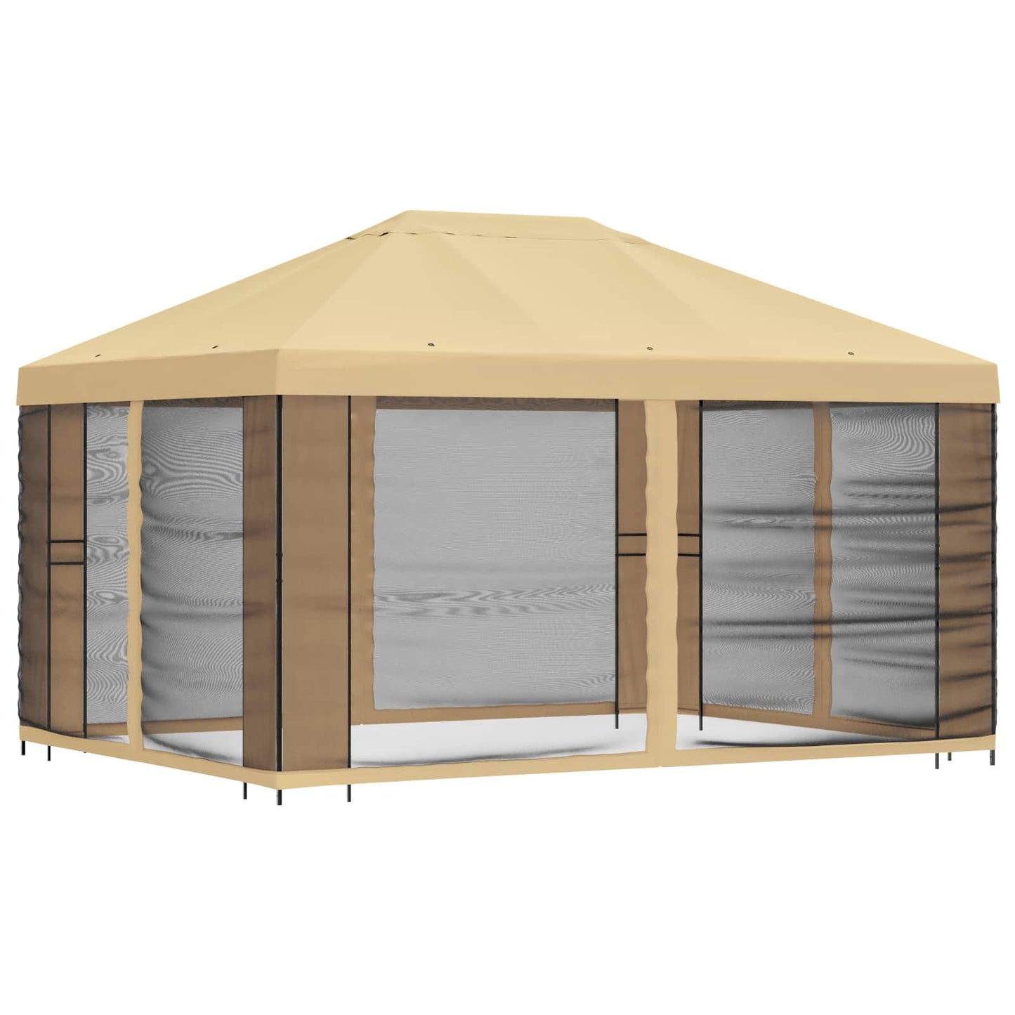 Havelæger med sidevægge 4 × 3 m Cremefarvet Polyester og Stål