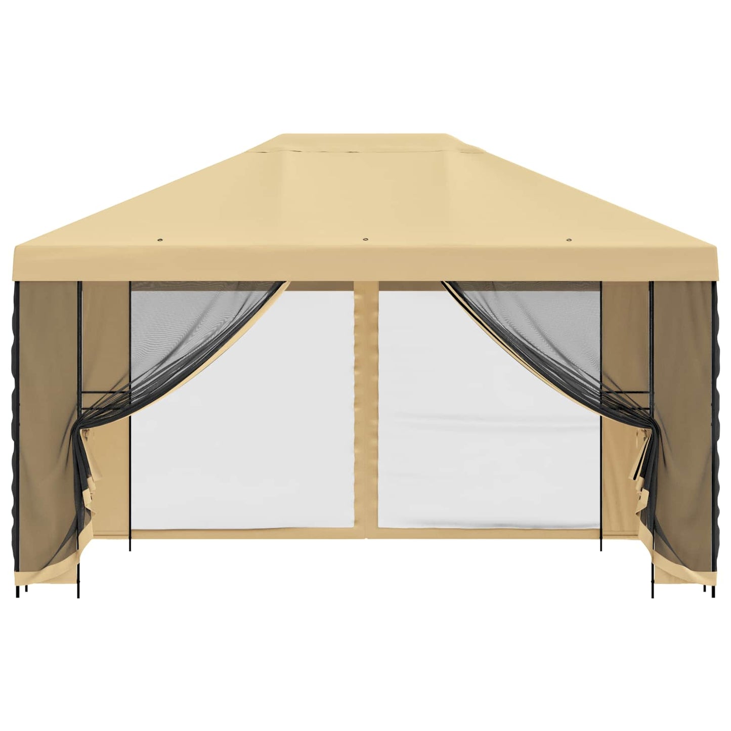 Havelæger med sidevægge 4 × 3 m Cremefarvet Polyester og Stål
